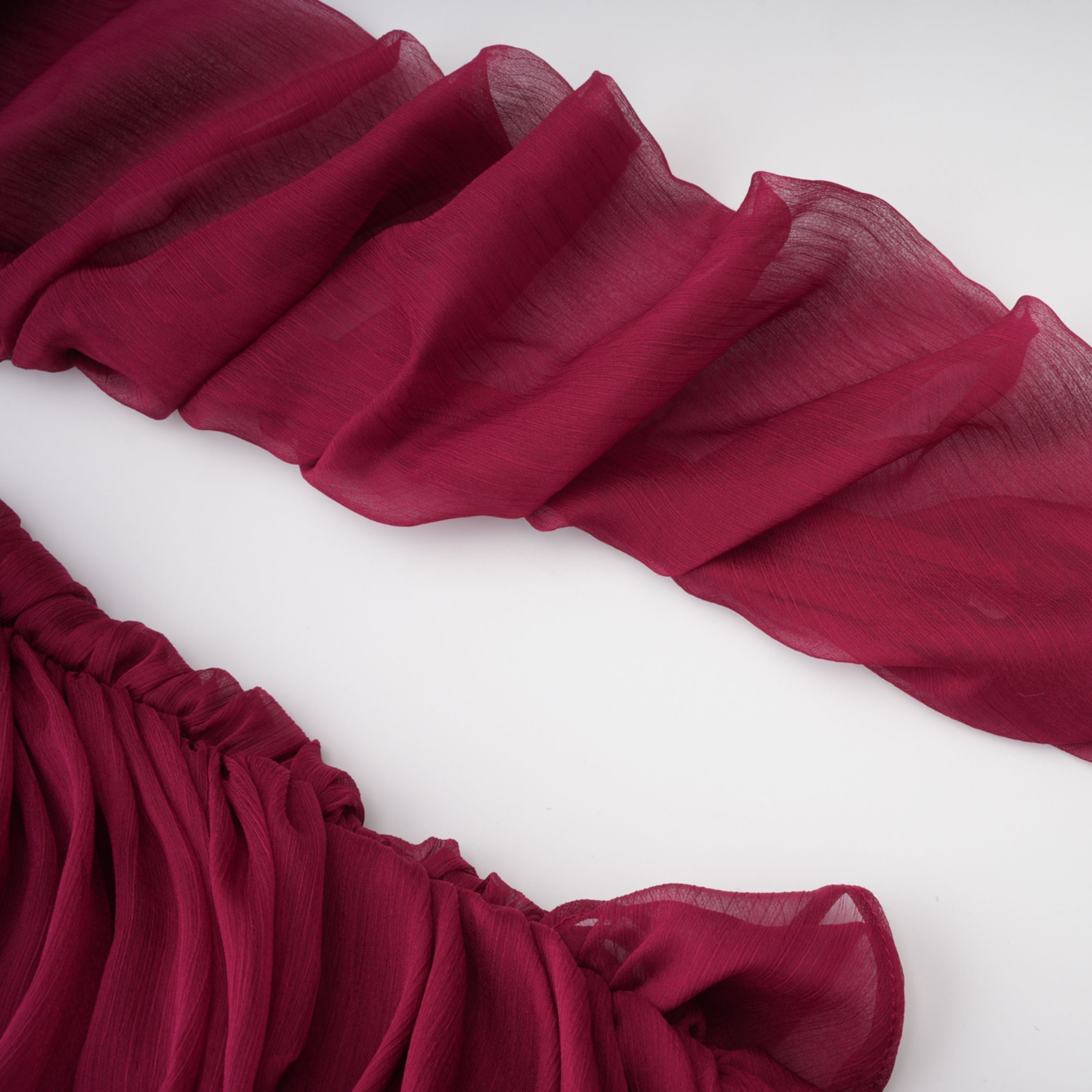 Éléna Burgundy Asymmetrical Ruffled Tulle Mini Dress (Final Sale-US Only)
