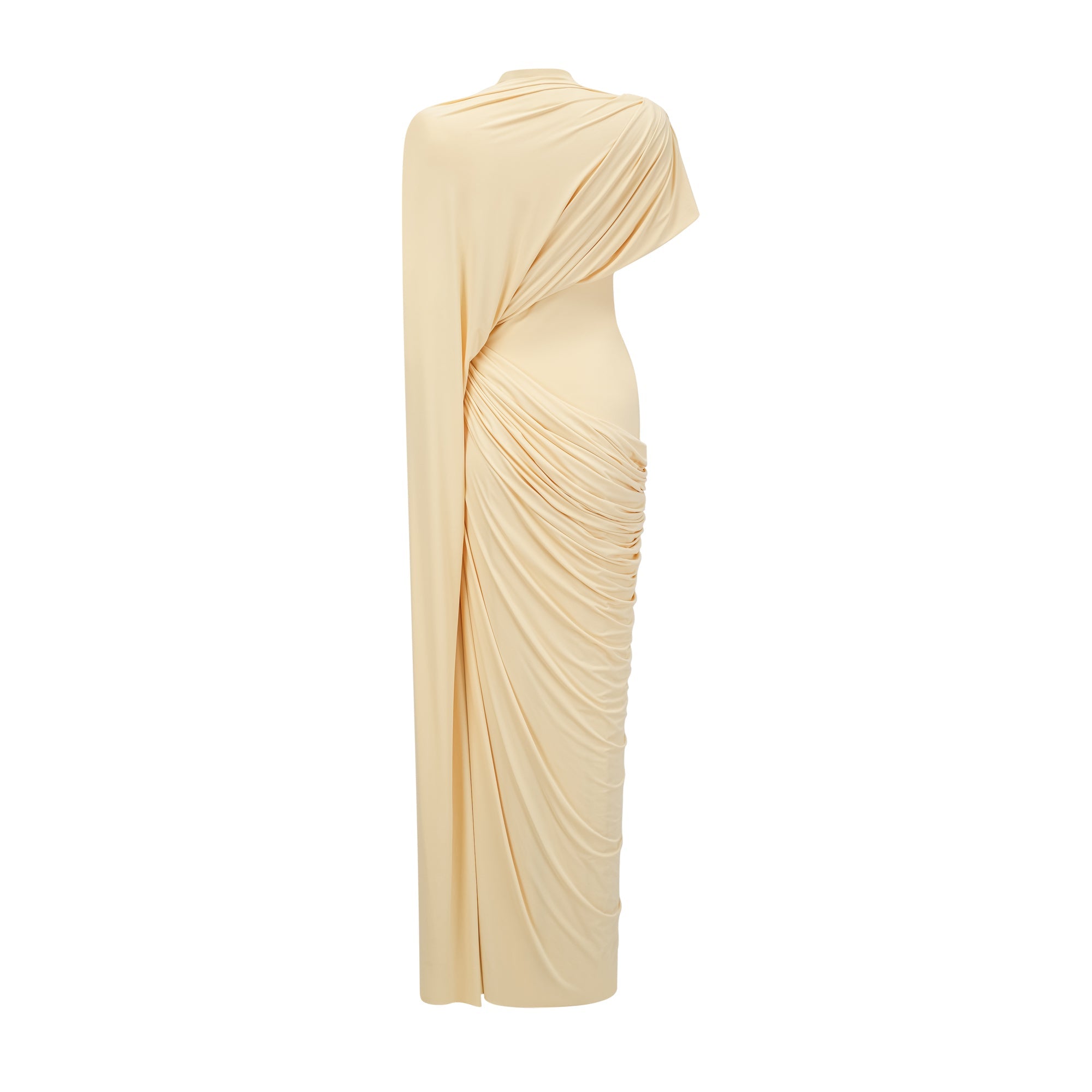 Fenella Yellow Asymmetrical Draped Cape & Dress Matching Set