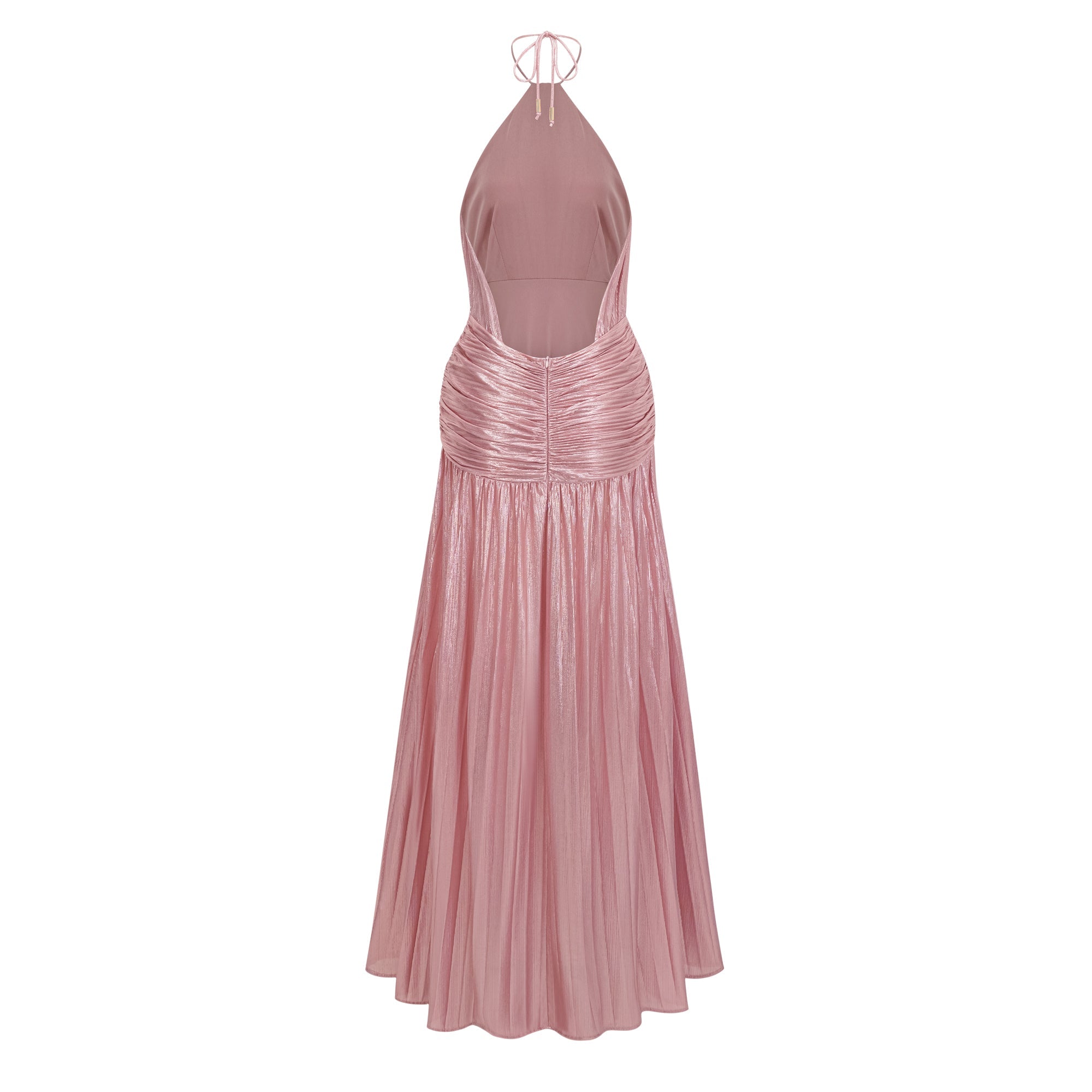 Alchimie Pink Glossy Pleated Maxi Dress (Final Sale-US Only)