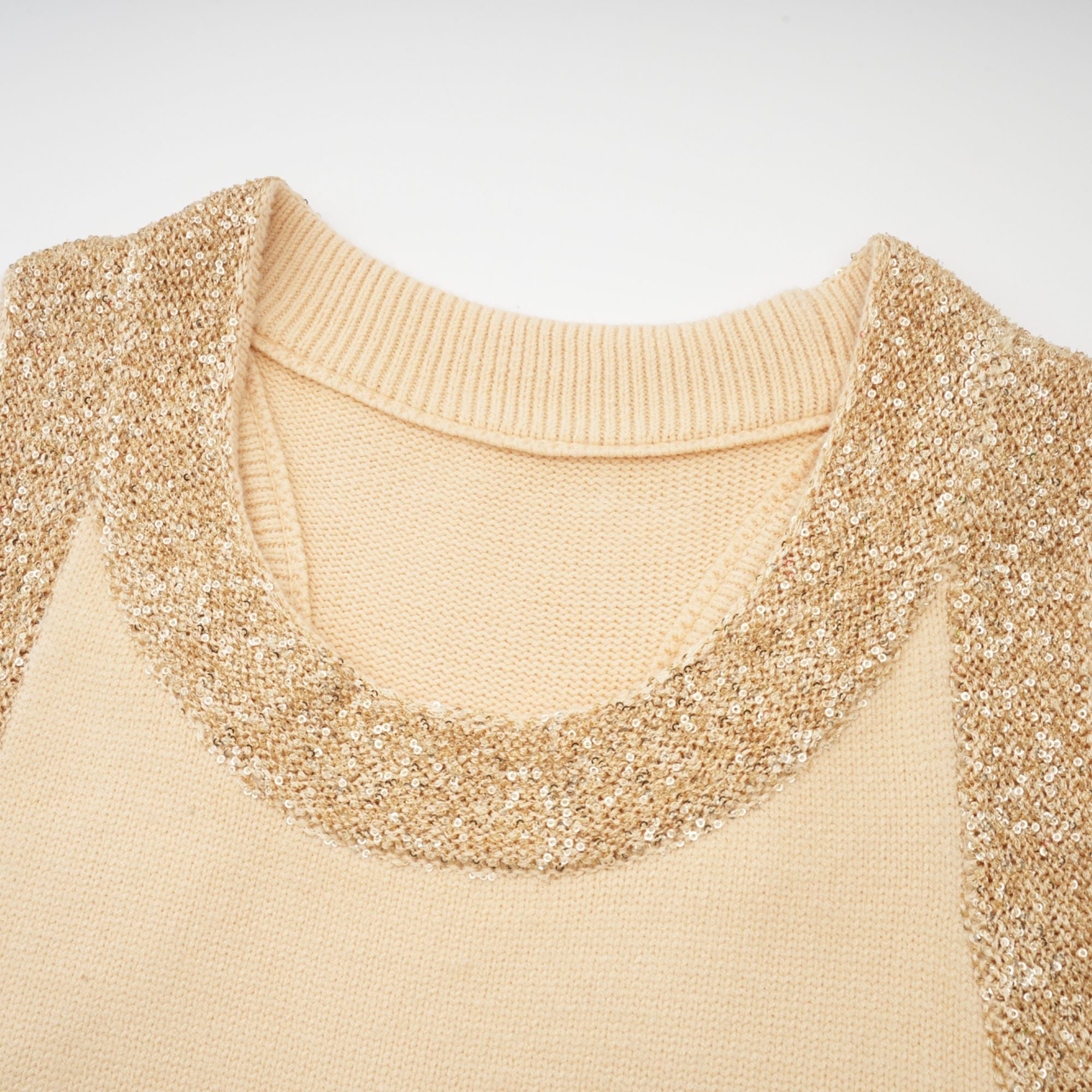 Cyrielle wool sequined embellished vest top - Beige white
