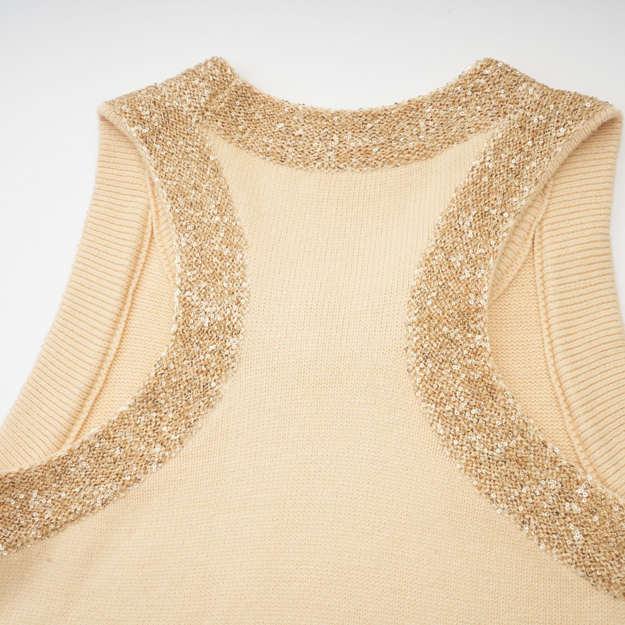 Cyrielle wool sequined embellished vest top - Beige white