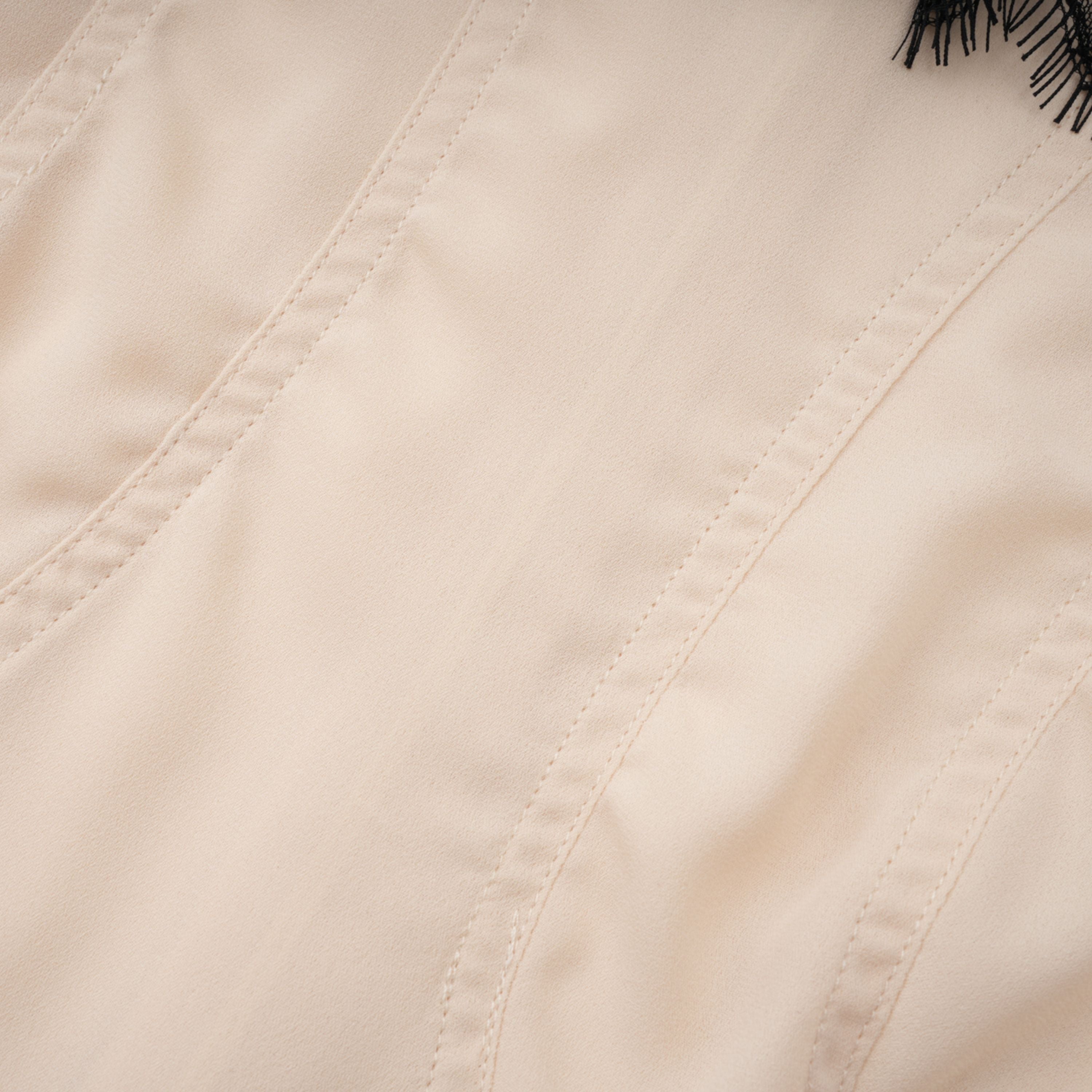 Zsófia Neutral Lace Panel Chiffon Top & Skirt Matching Set (Final Sale-US Only)