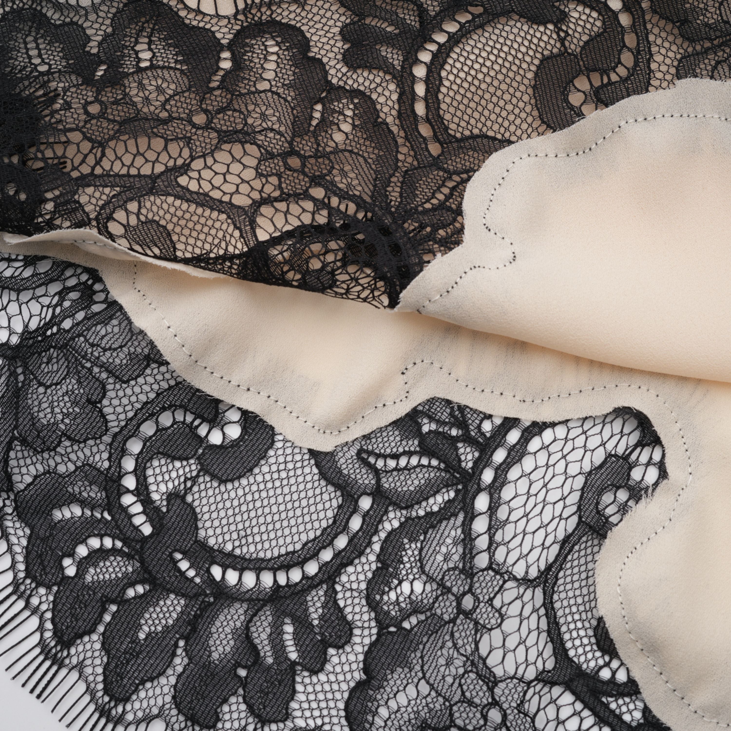 Zsófia Neutral Lace Panel Chiffon Top & Skirt Matching Set