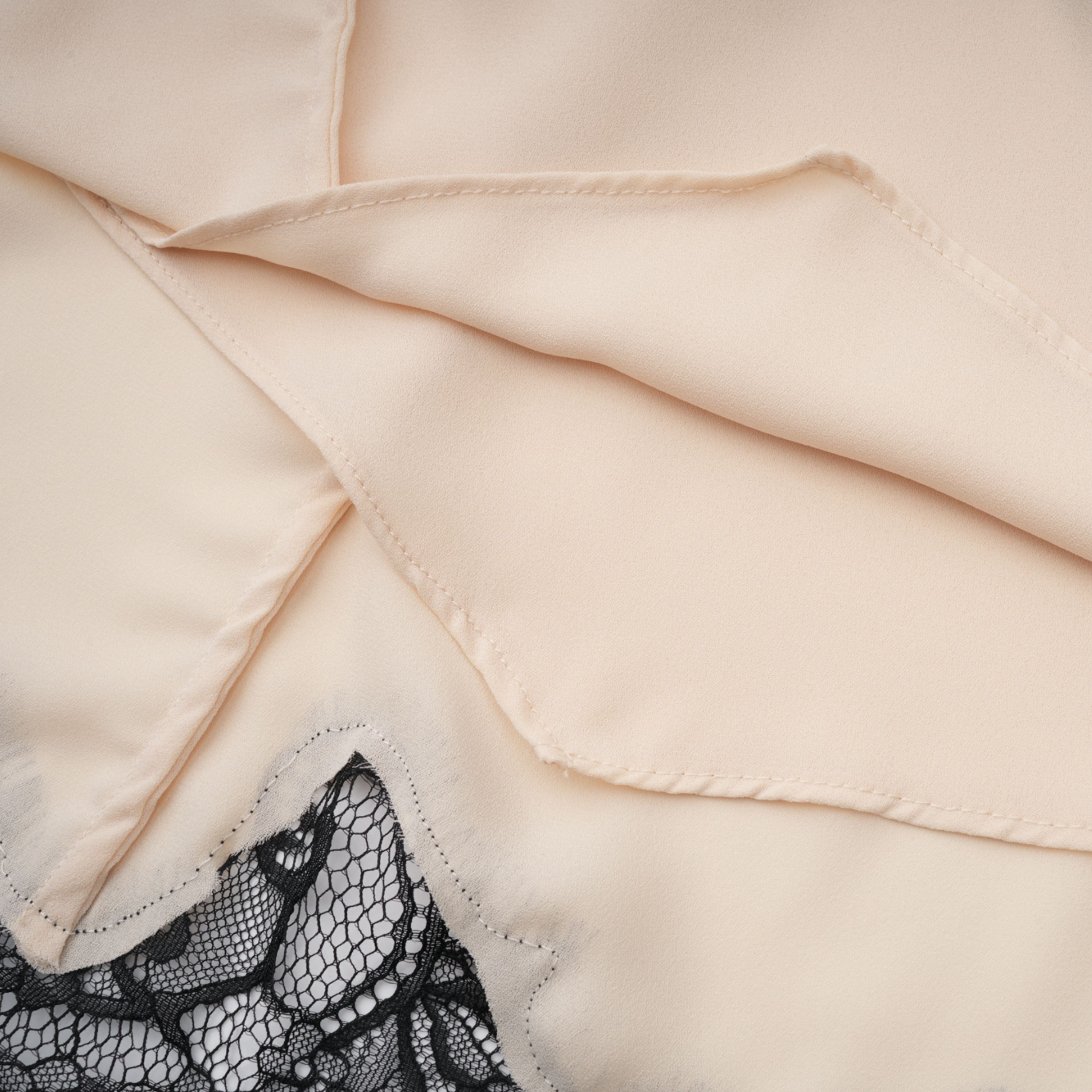 Zsófia Neutral Lace Panel Chiffon Top & Skirt Matching Set (Final Sale-US Only)