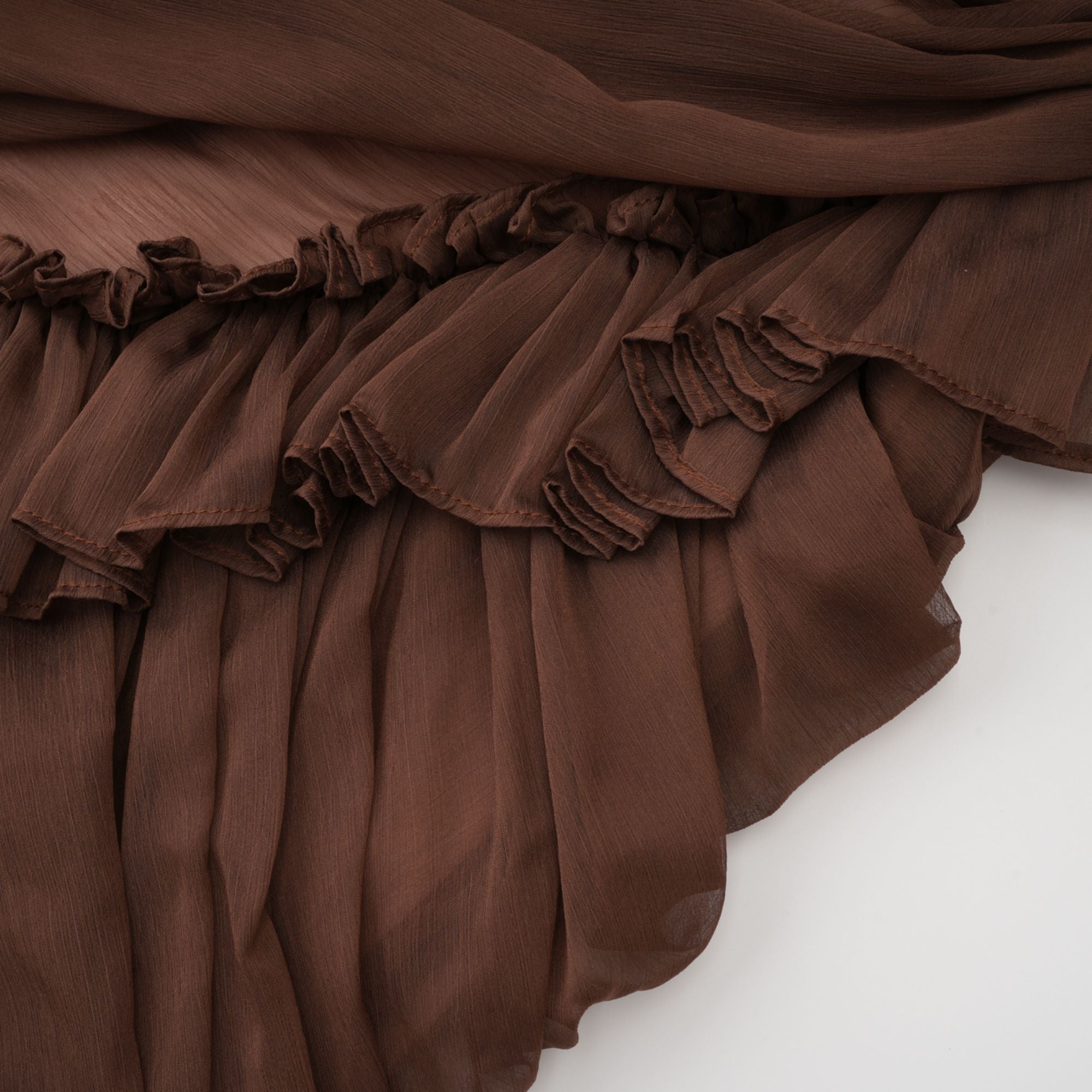 Jade Brown Ruched Tulle Mini Dress