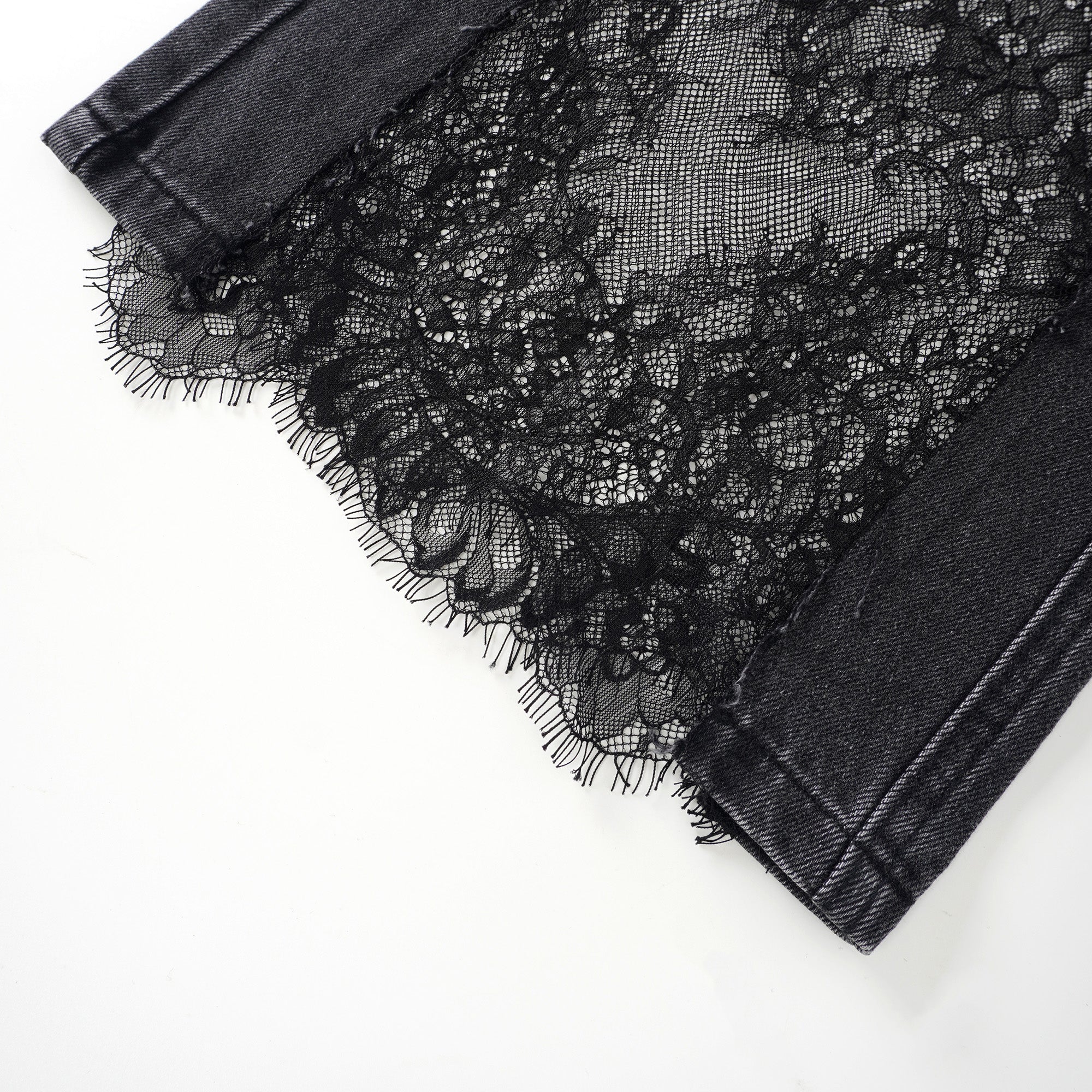 Madeline Black Floral Lace Panel Jeans
