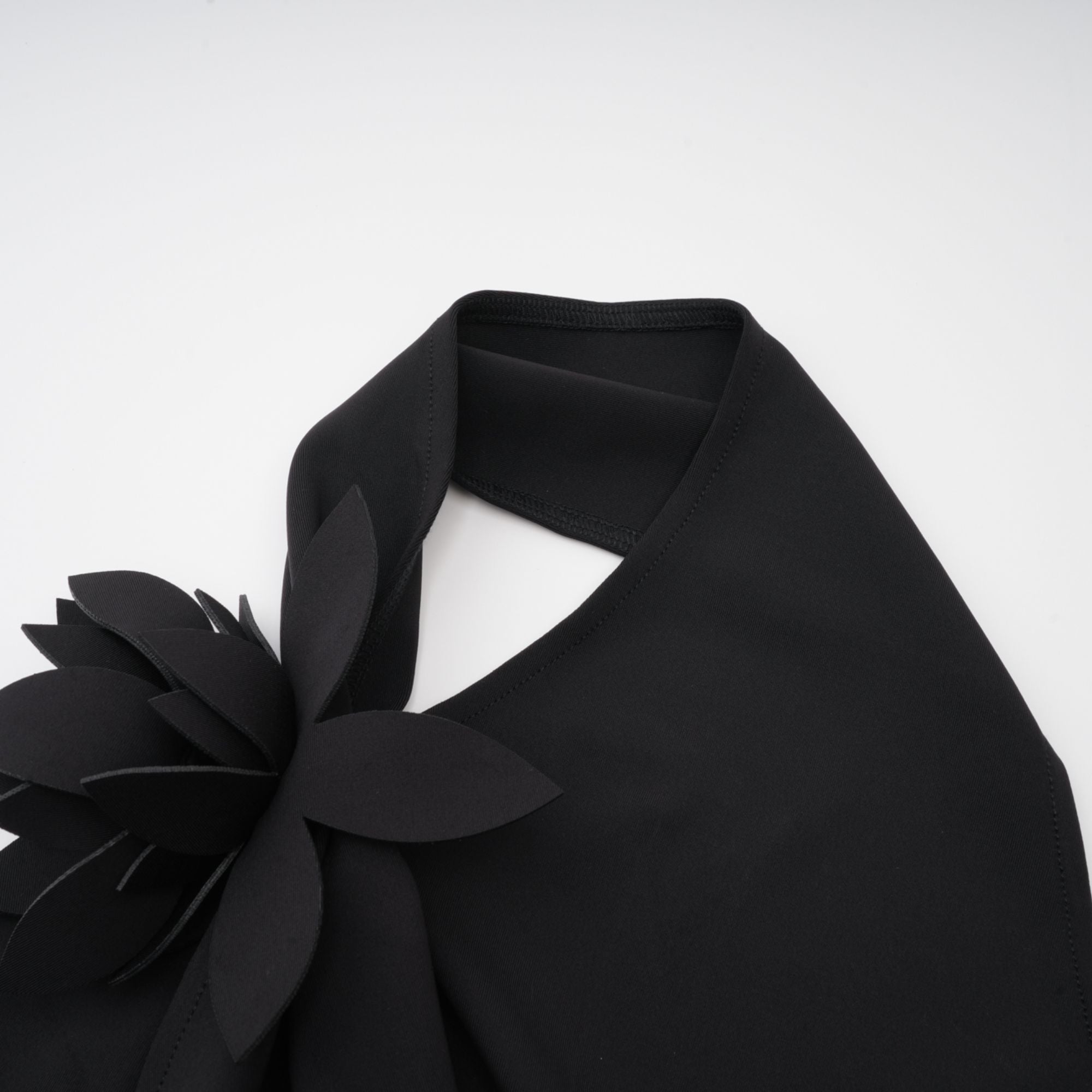 Aline floral-appliqué backless asymmetrical top