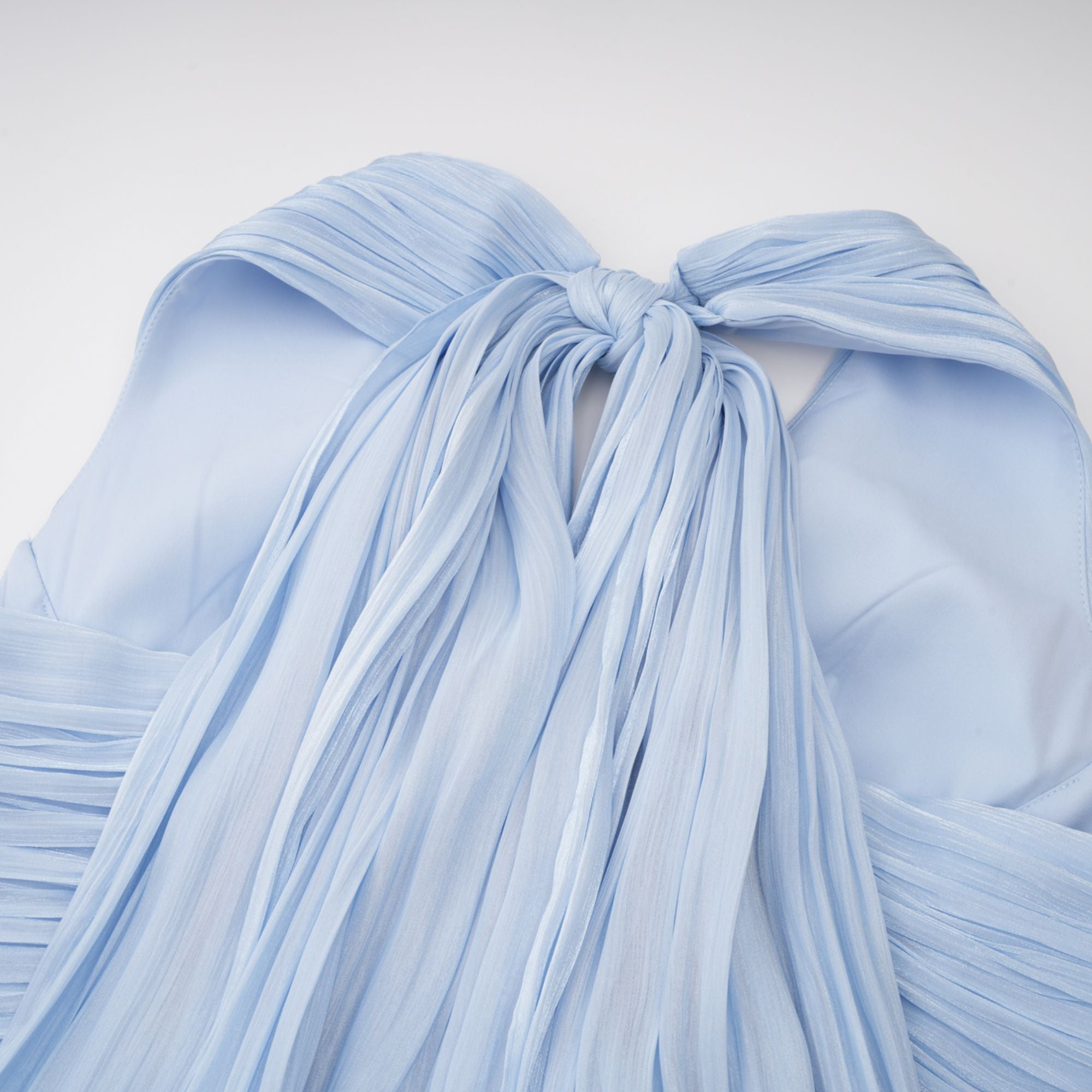 Térébenthine Blue Glossy Gathered Maxi Dress