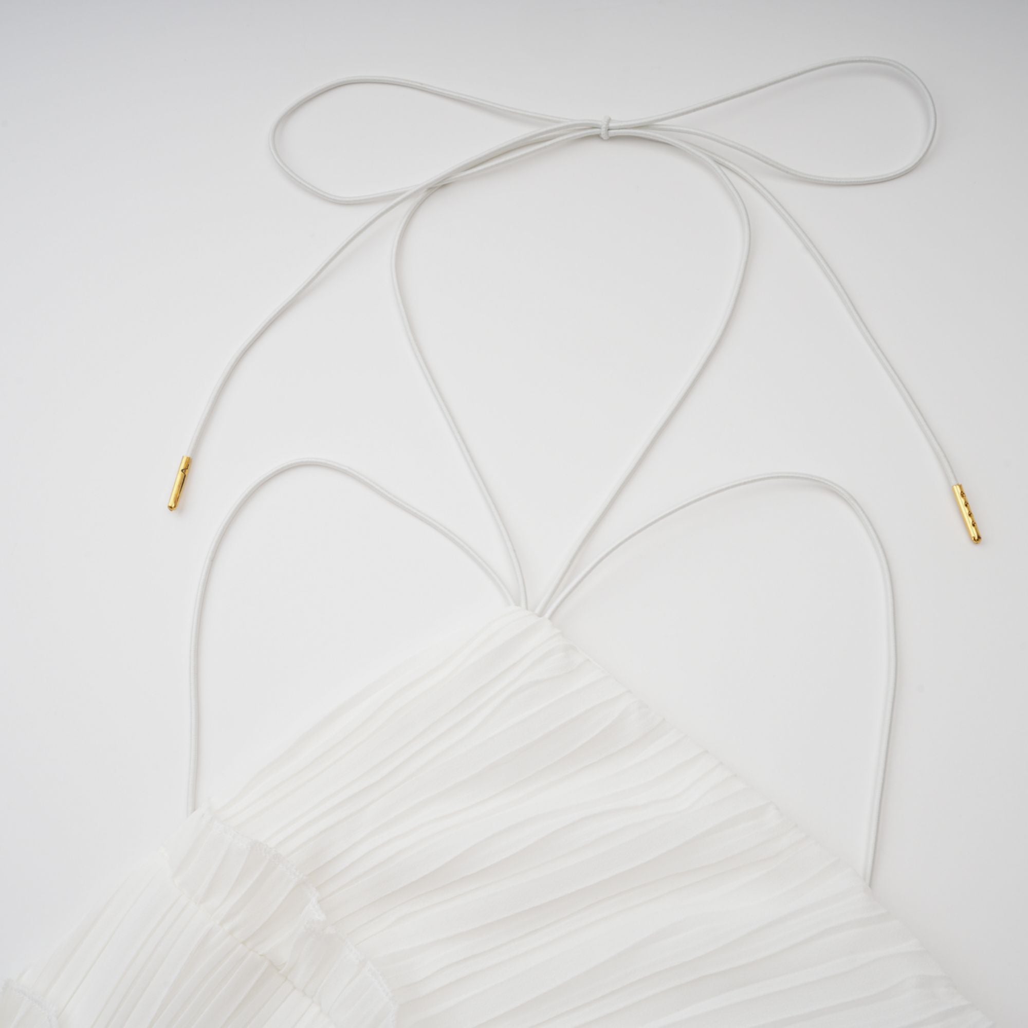 Doux White Ruffled Trim Pleated Midi Dress (Final Sale-US Only)