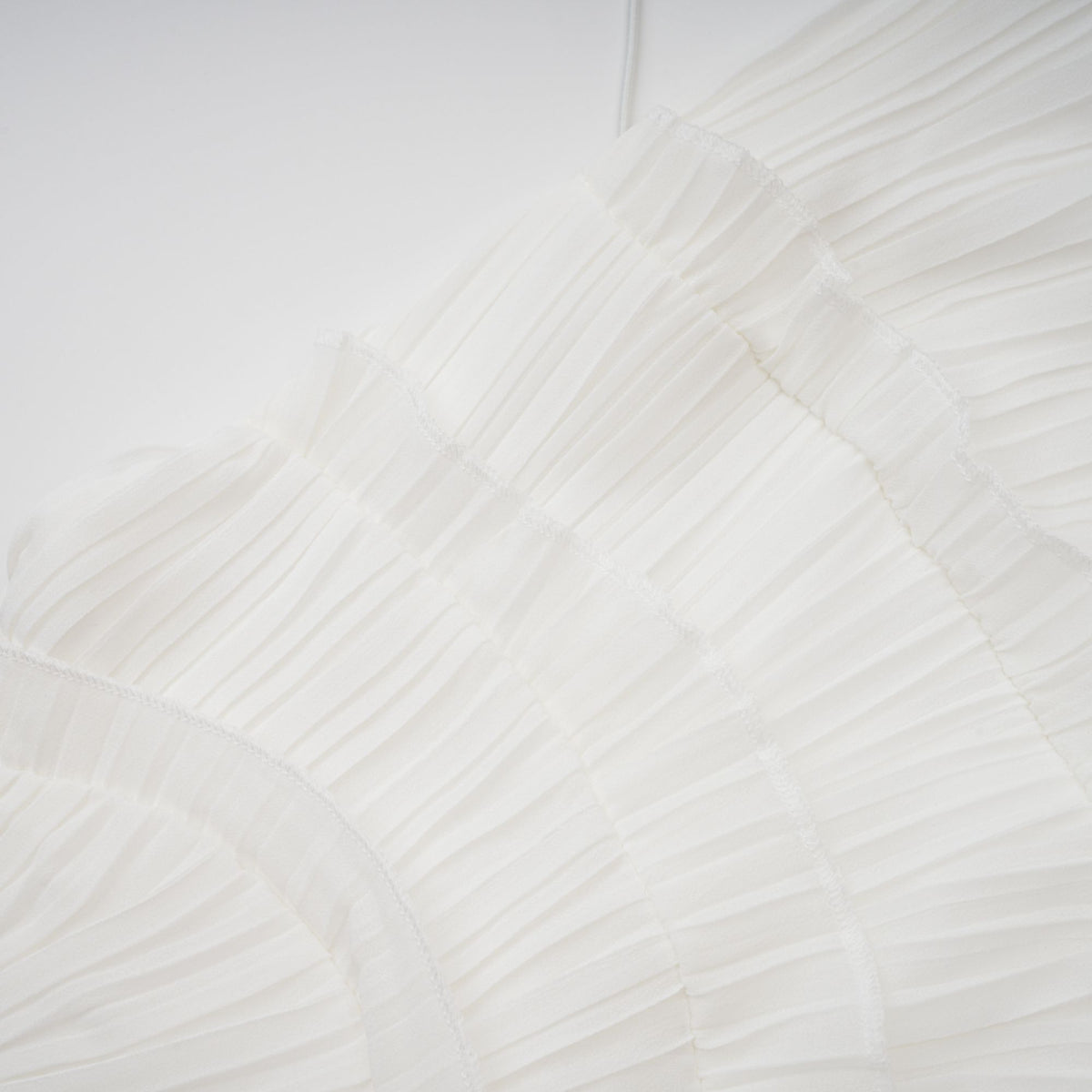 Doux White Ruffled Trim Pleated Midi Dress (Final Sale-US Only)