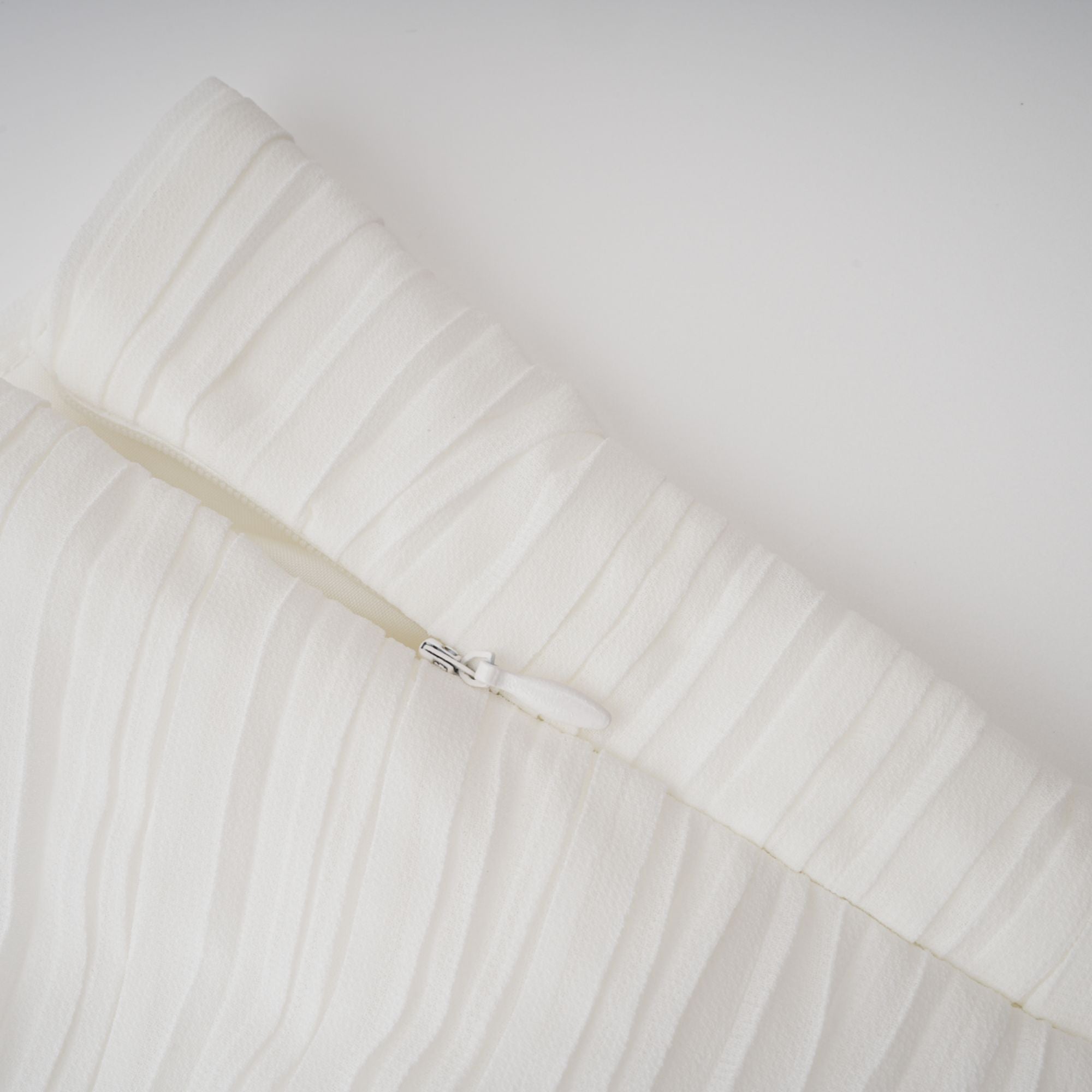 Doux White Ruffled Trim Pleated Midi Dress (Final Sale-US Only)