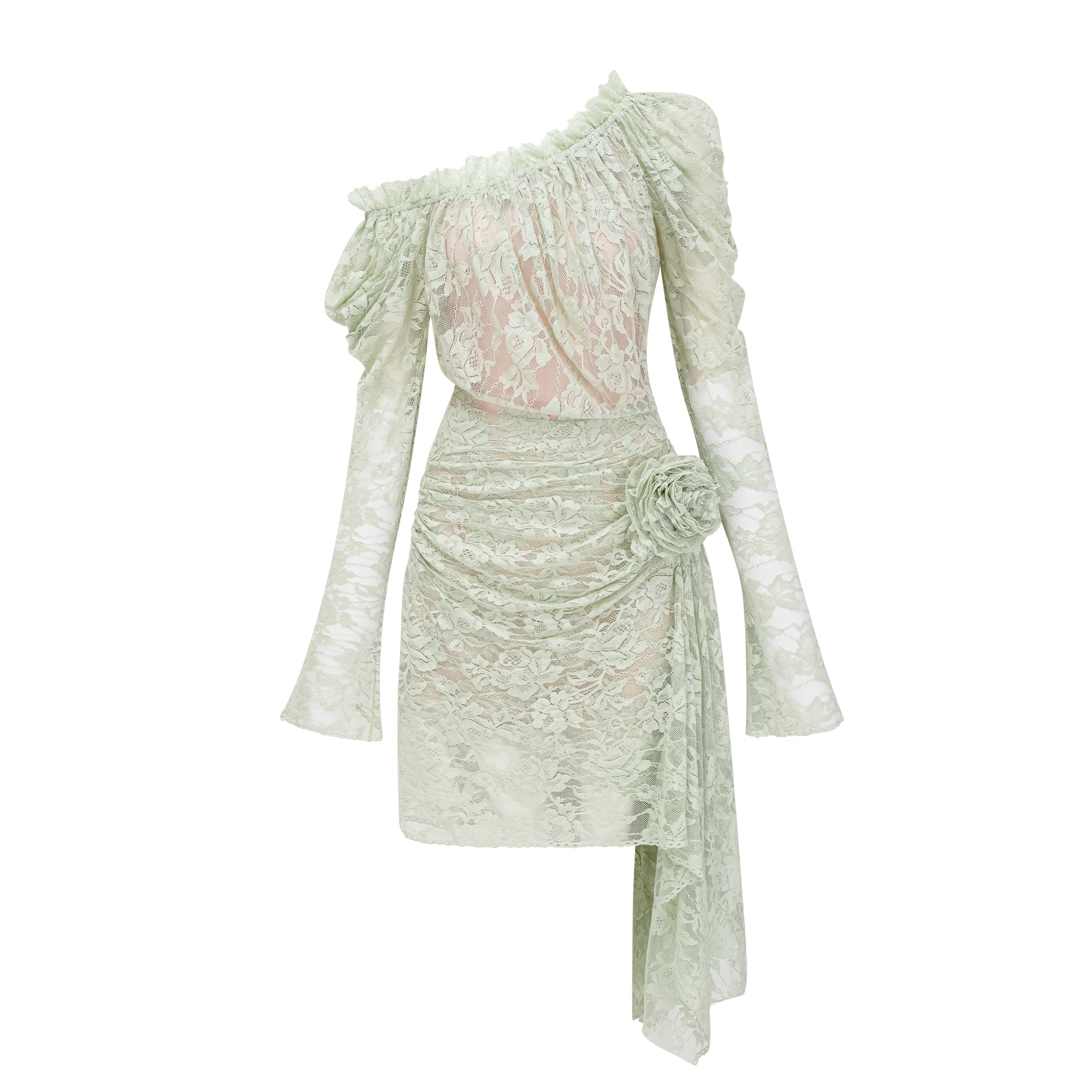 Alexis Sage Green Semi-Sheer Floral Lace Mini Dress (Final Sale-US Only)