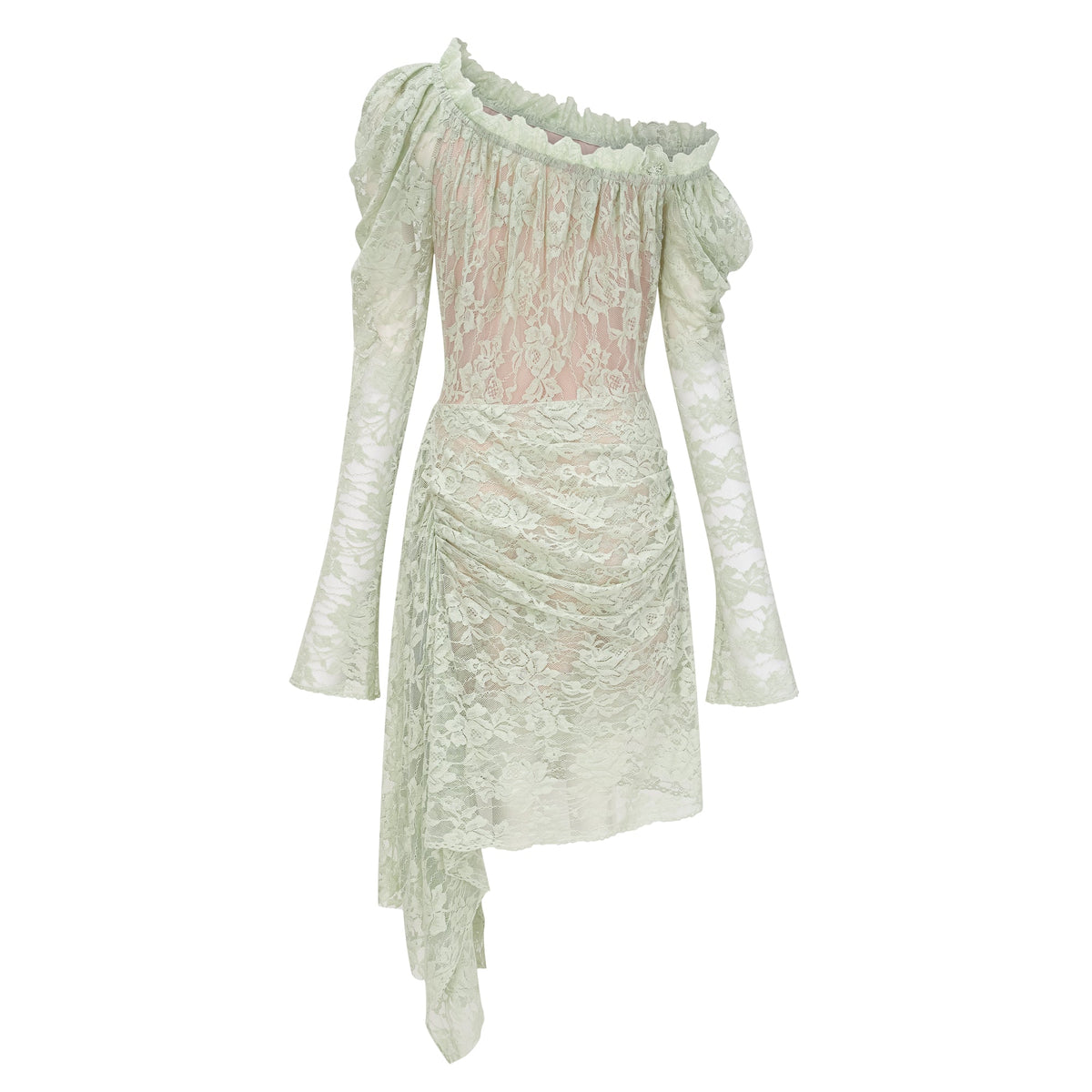 Alexis Sage Green Semi-Sheer Floral Lace Mini Dress (Final Sale-US Only)