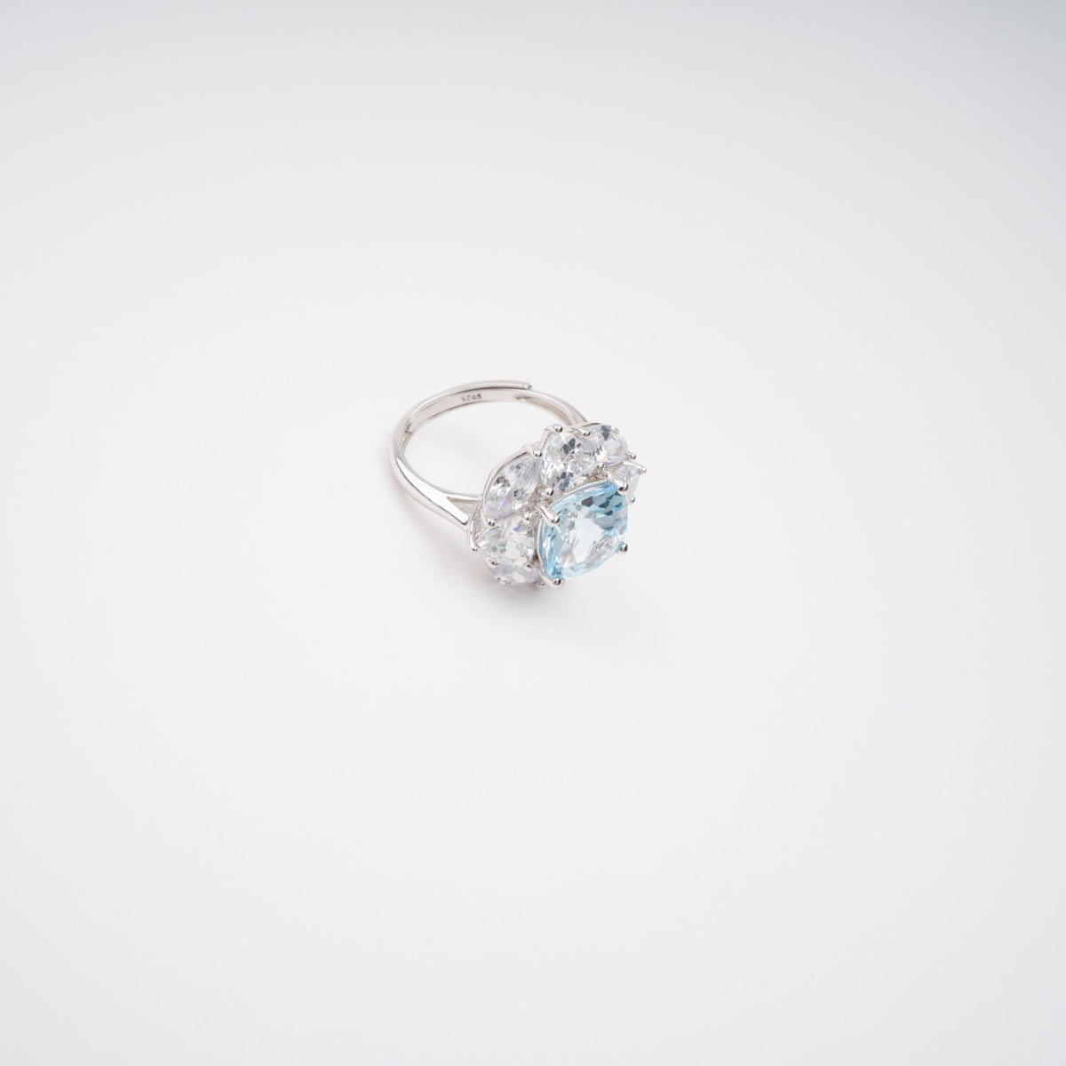 Daphné Blue Sterling Silver Adjustable Gemstone Ring