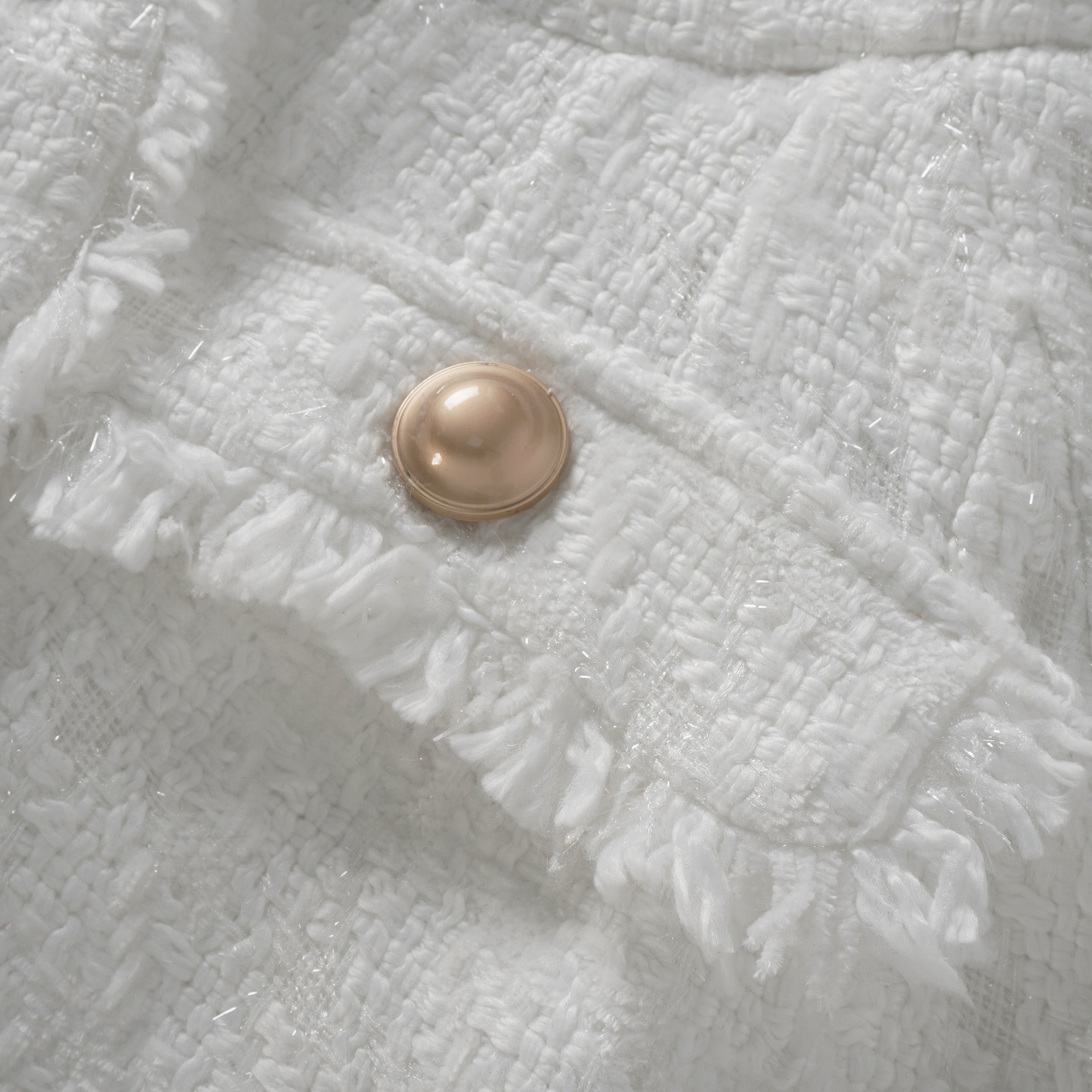 Séraphine White Frayed Tweed Jacket & Shorts Set