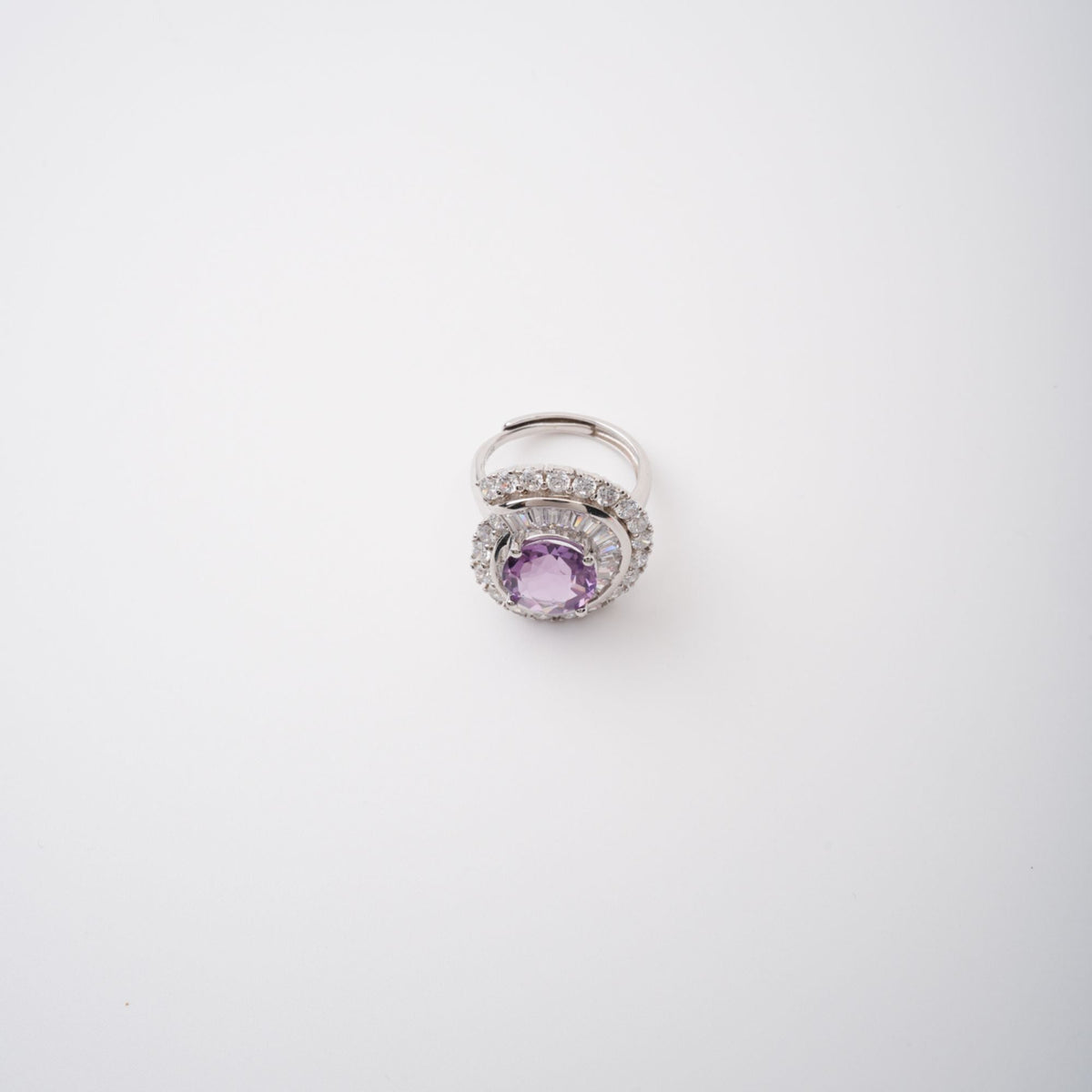 Margaux Purple Halo Setting Adjustable Ring