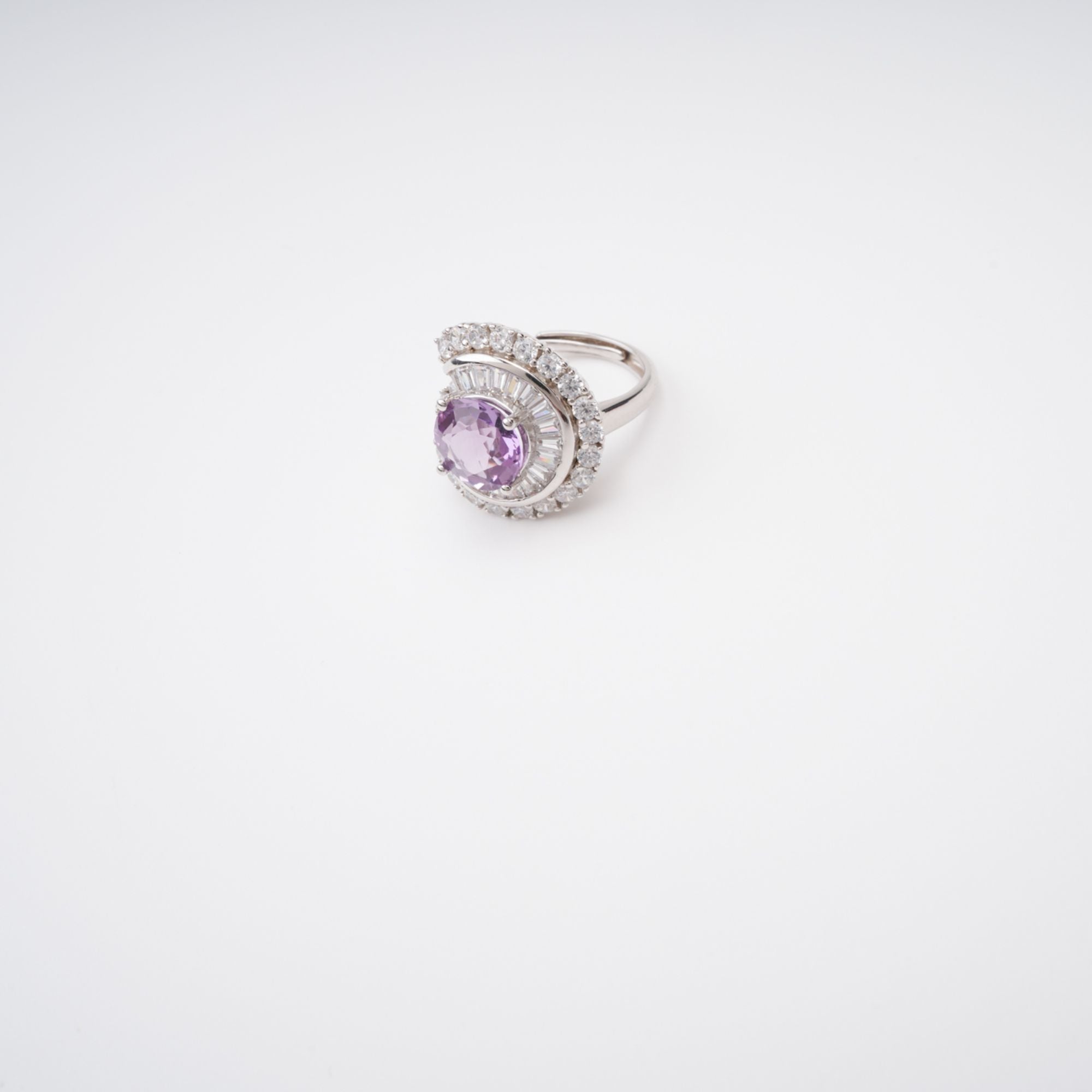 Margaux Purple Halo Setting Adjustable Ring