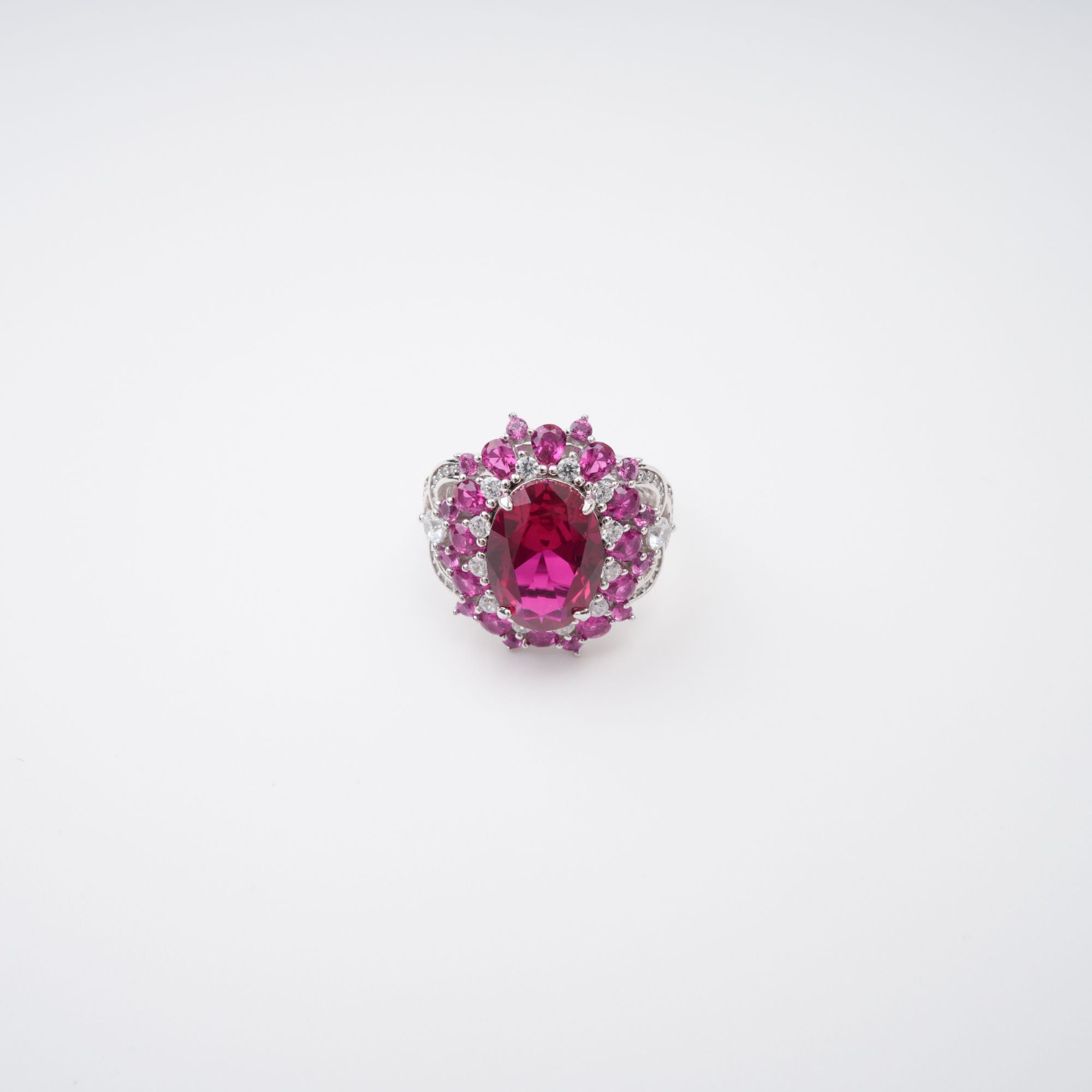 Amélie Red Oval Cut Gemstone Sterling Silver Ring
