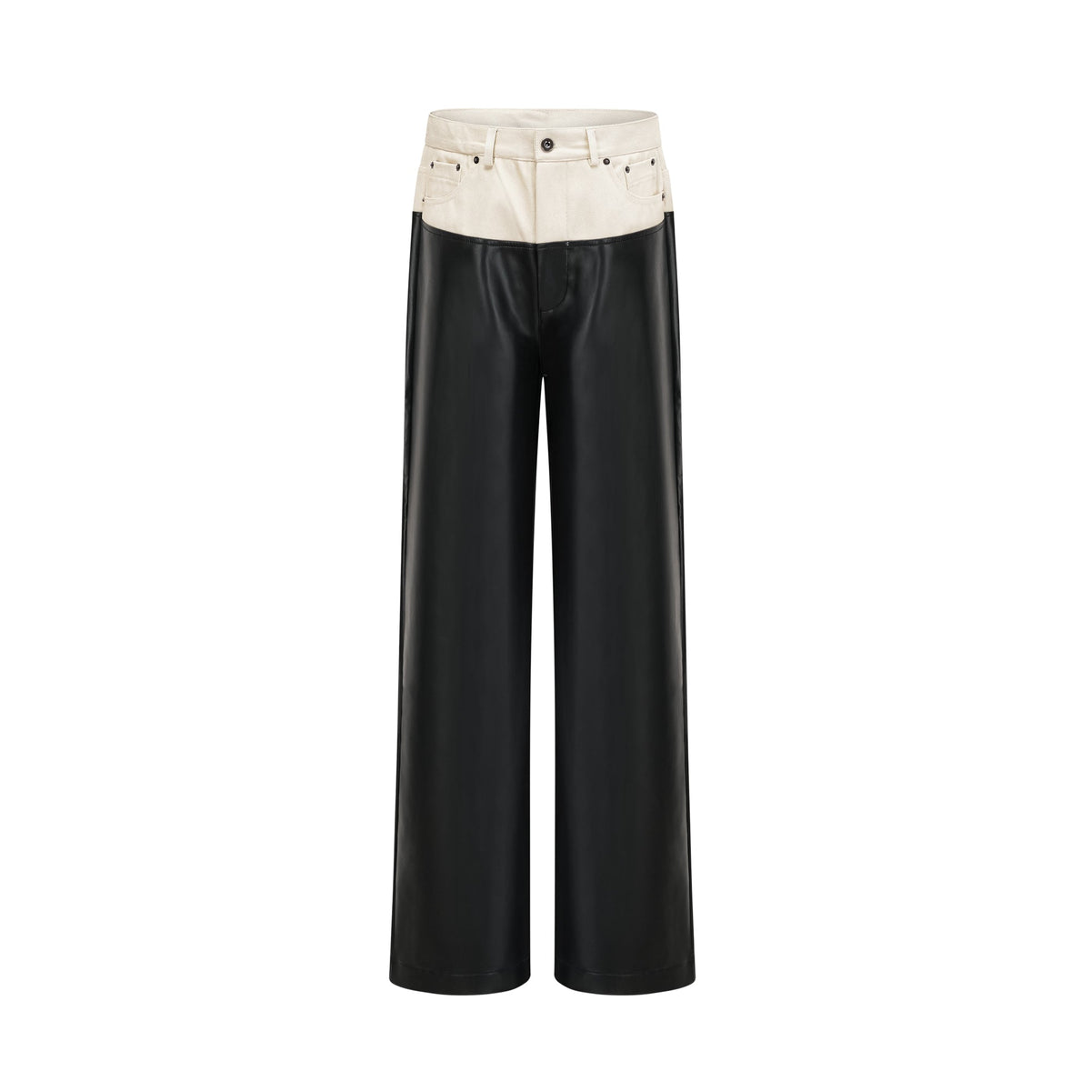 Clotilde contrast-color leather trousers - Black
