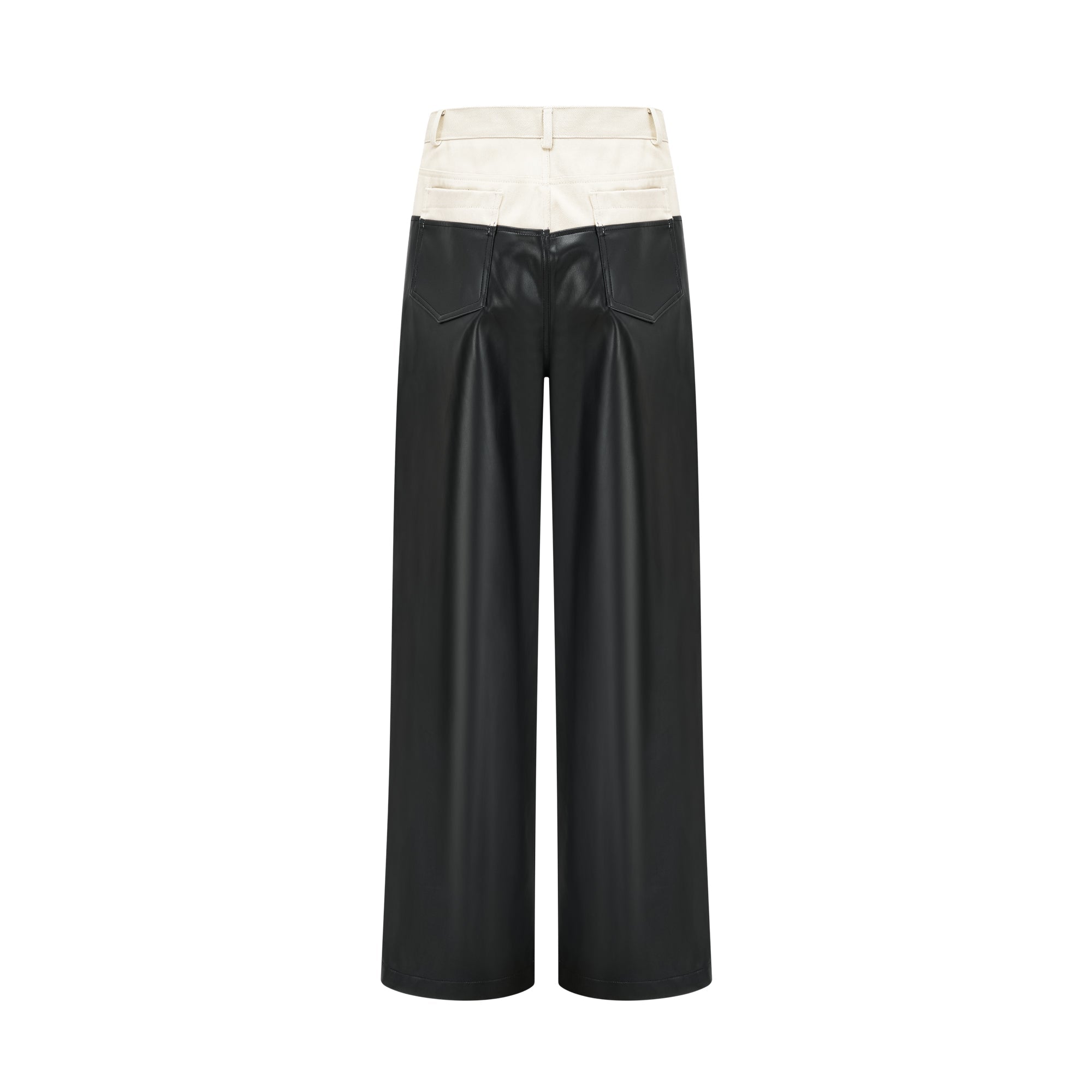 Clotilde contrast-color leather trousers