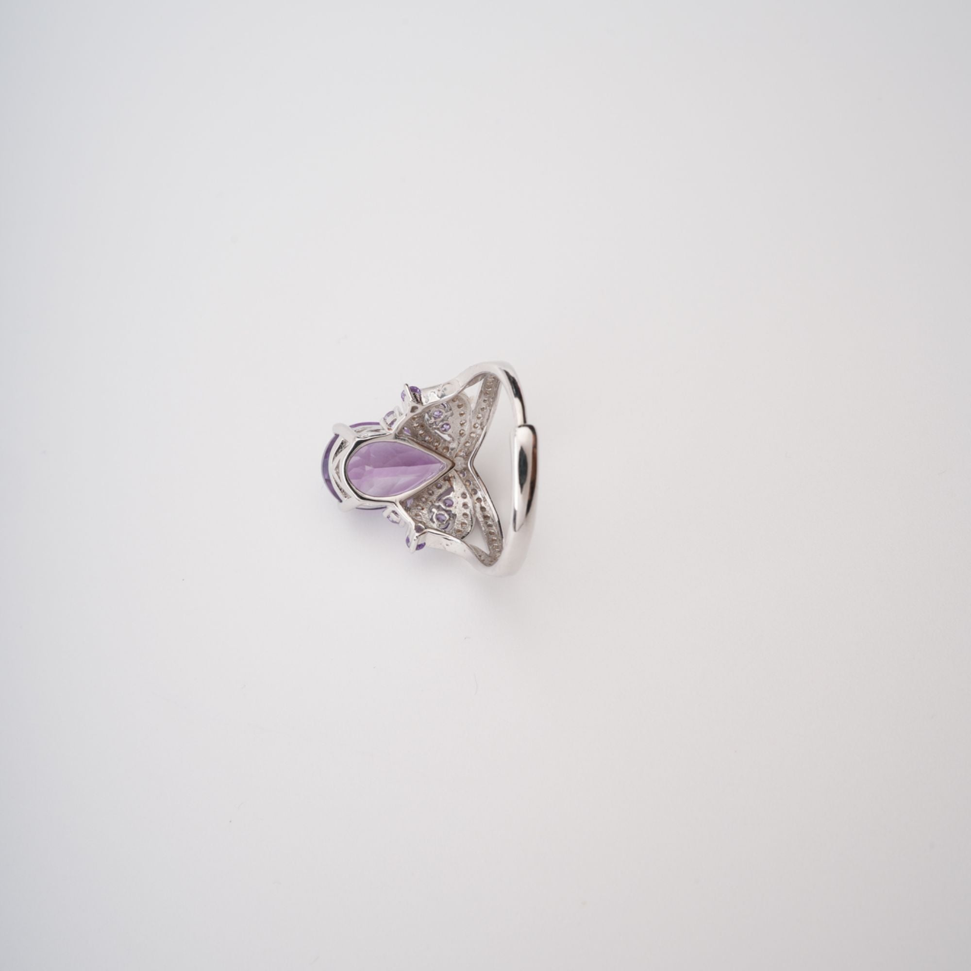 Eléonore Purple Pear Cut Gemstone Sterling Silver Adjustable Ring