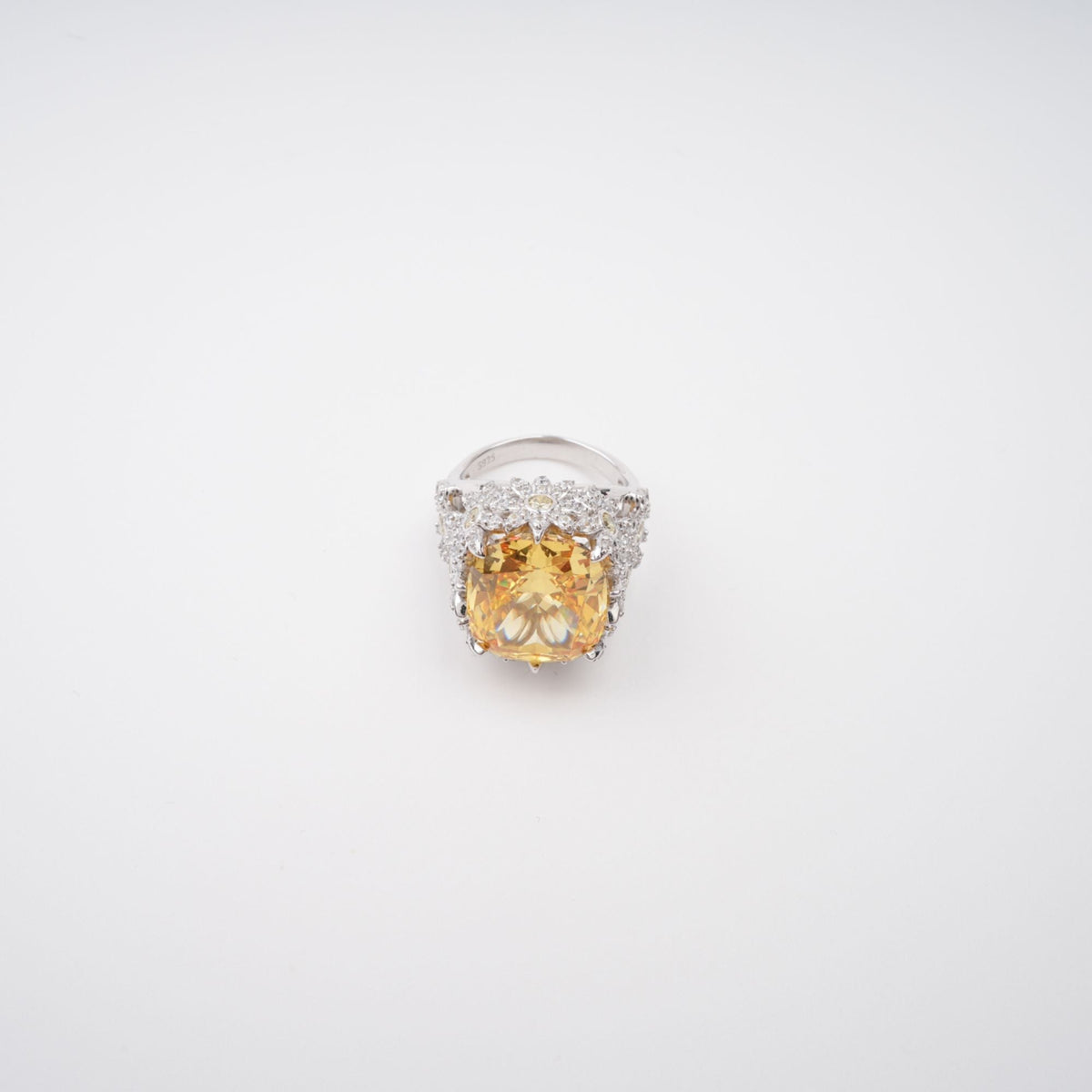 Amandine Yellow Halo-Set Gemstone Ring