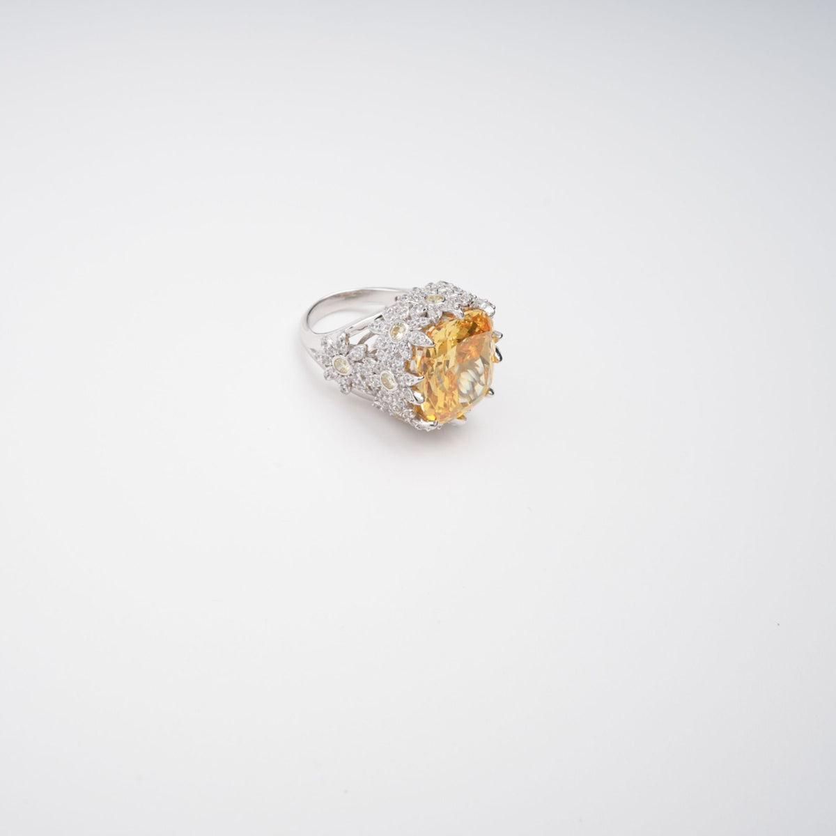 Amandine Yellow Halo-Set Gemstone Ring