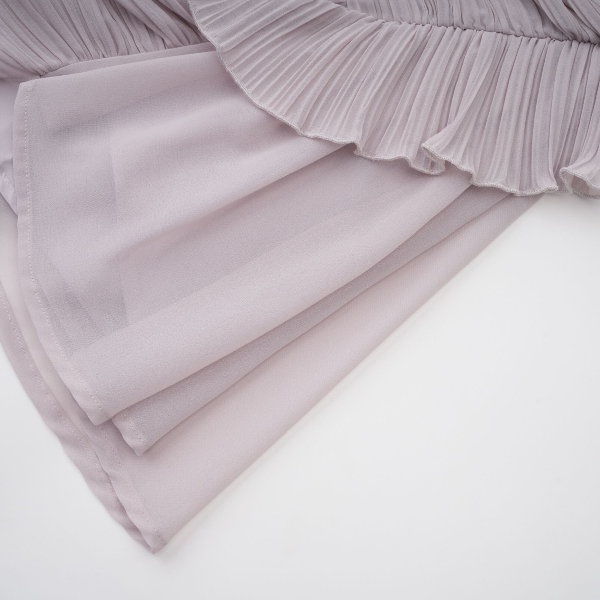 Doux Purple Ruffled Trim Pleated Mini Dress