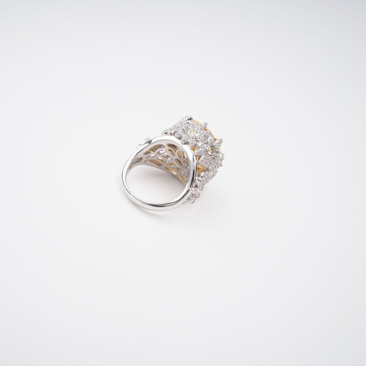 Amandine Yellow Halo-Set Gemstone Ring