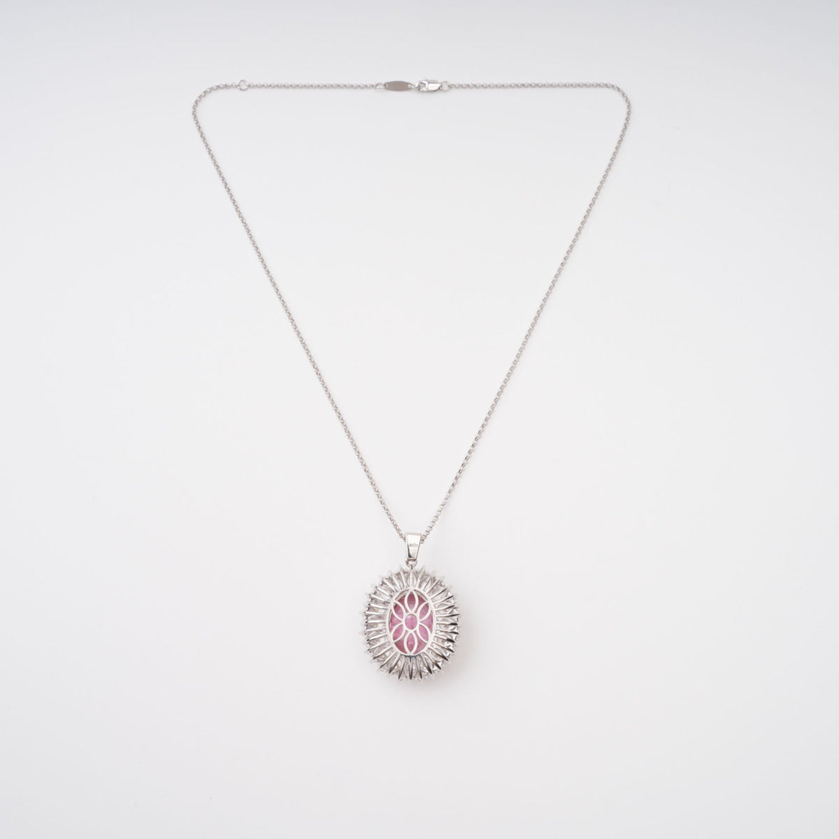 Raphaëlle Pink Oval Gemstone Pendant Sterling Silver Necklace