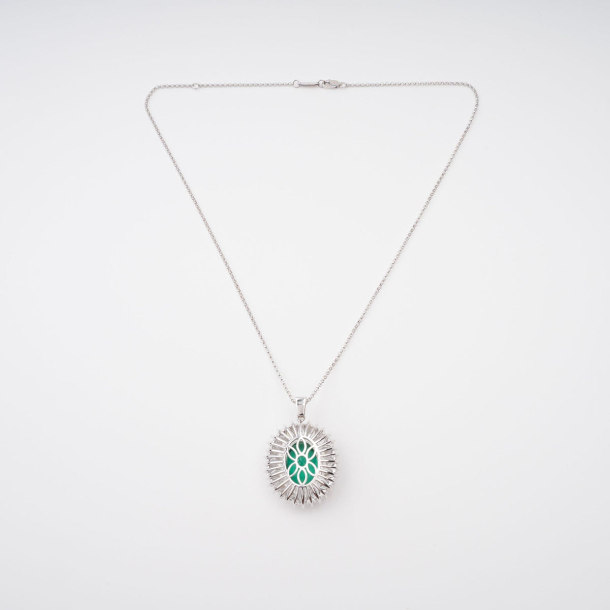 Raphaëlle Green Oval Gemstone Pendant Sterling Silver Necklace