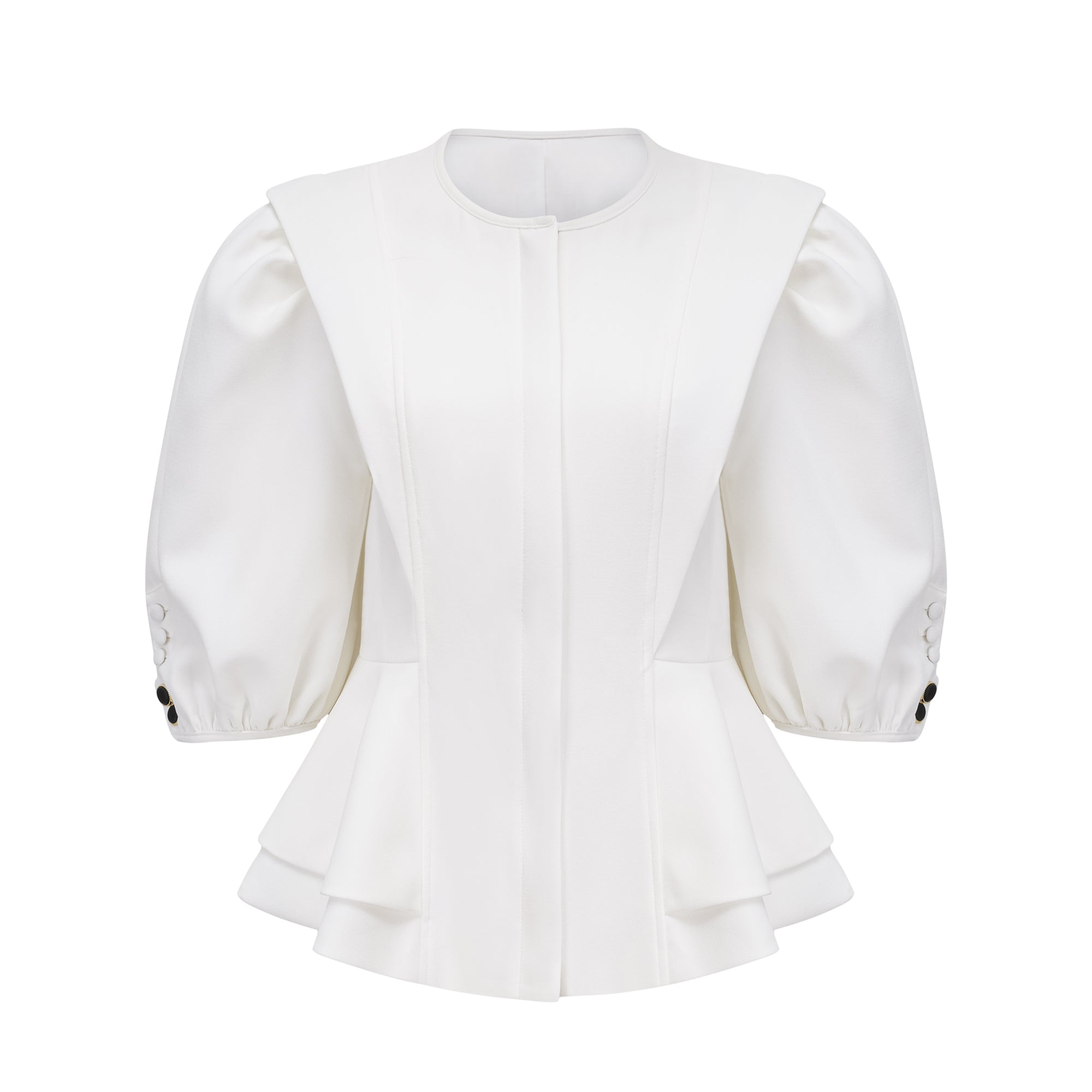 Gwenaëlle White Peplum Waist Blouse (Final Sale-US Only)