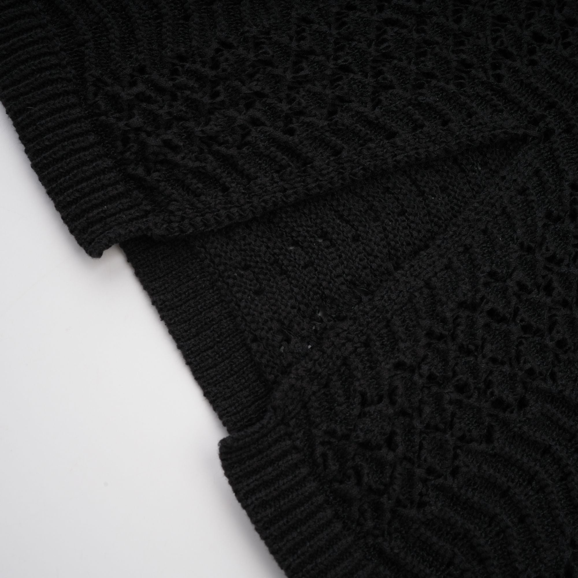 Ophelie black sequined crochet-knit cardigan & skirt matching set