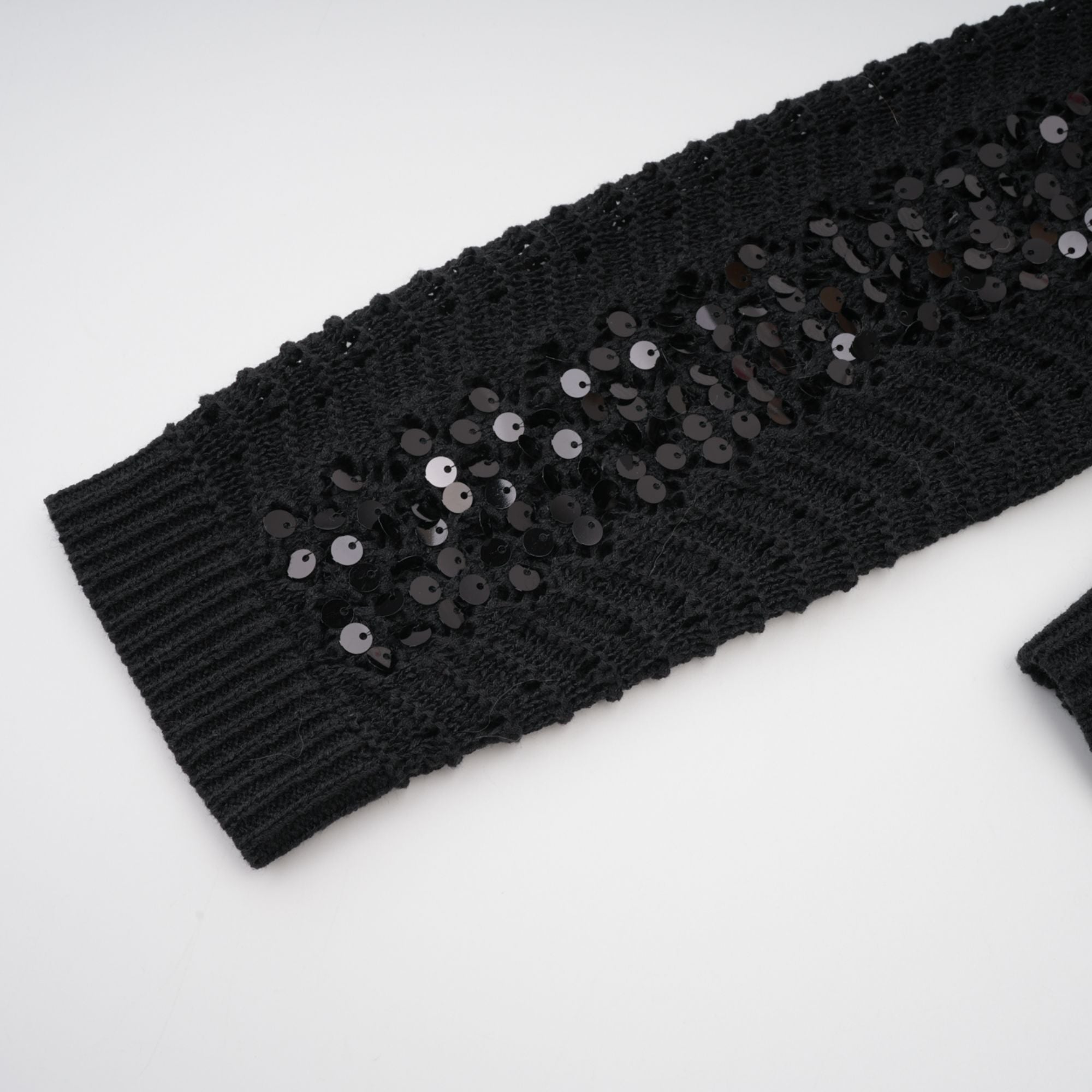 Ophelie black sequined crochet-knit cardigan & skirt matching set