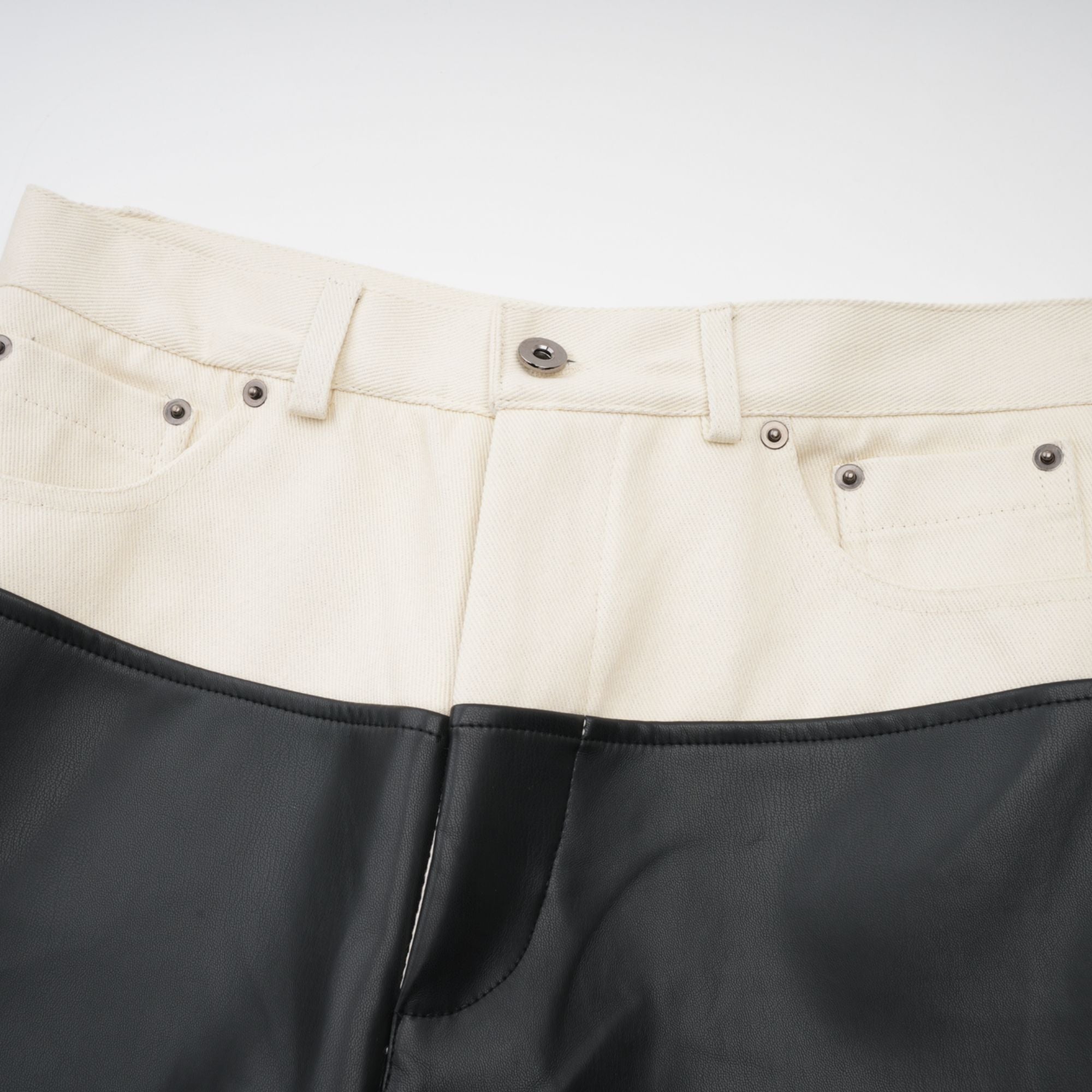 Clotilde contrast-color leather trousers