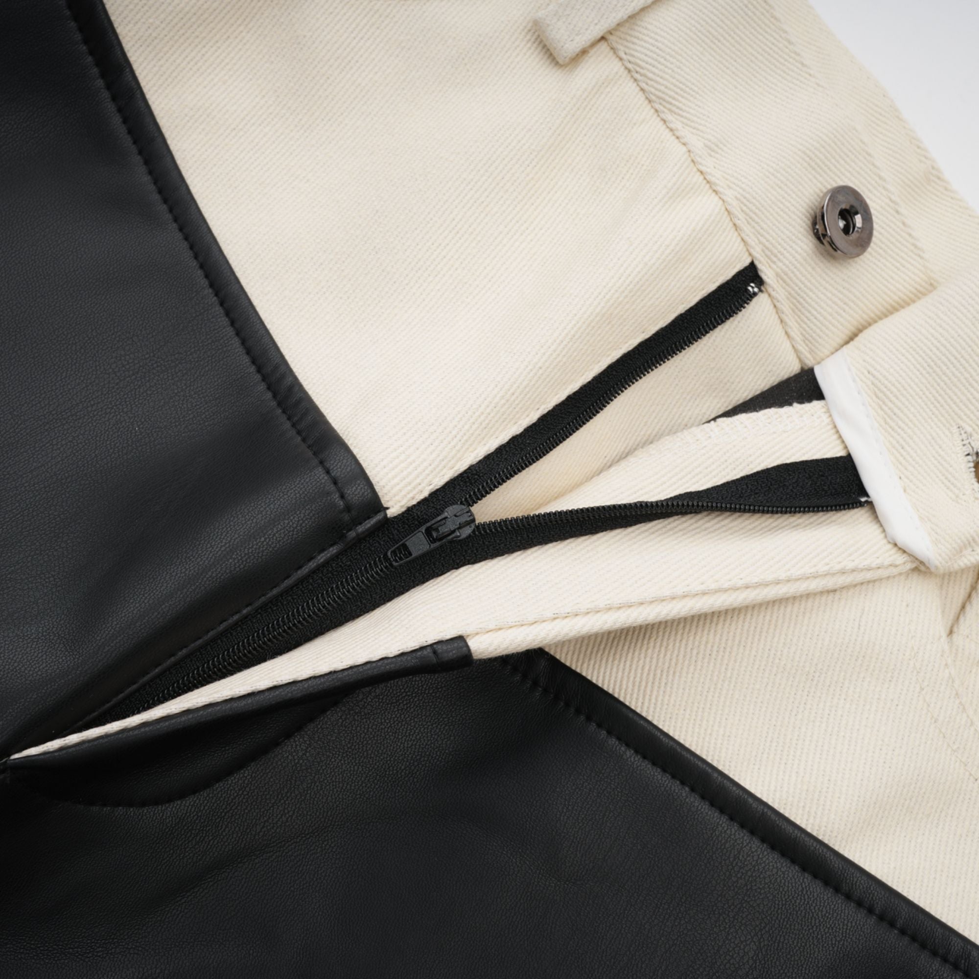Clotilde contrast-color leather trousers
