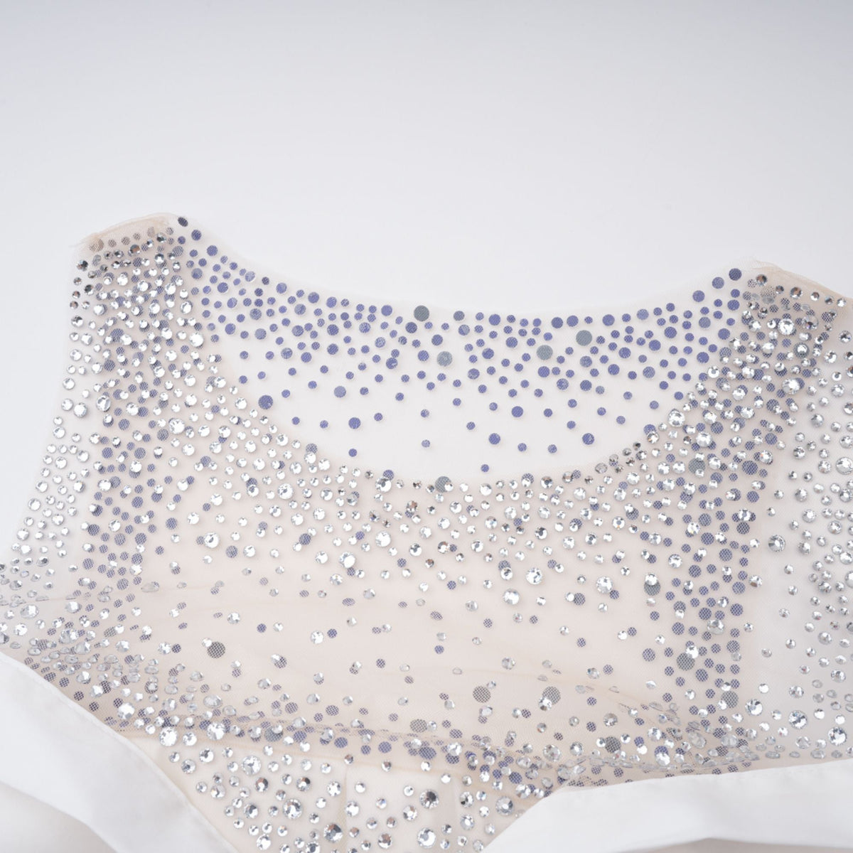 Fernande White Rhinestone Mesh Panel Shirt