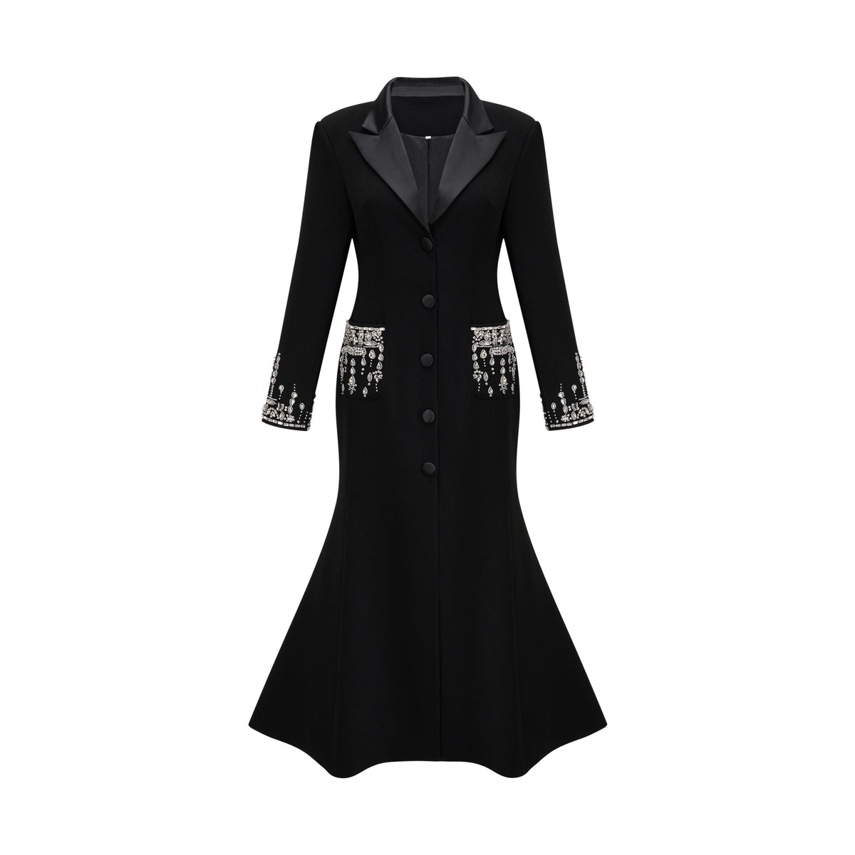 Diane black embellished maxi blazer dress