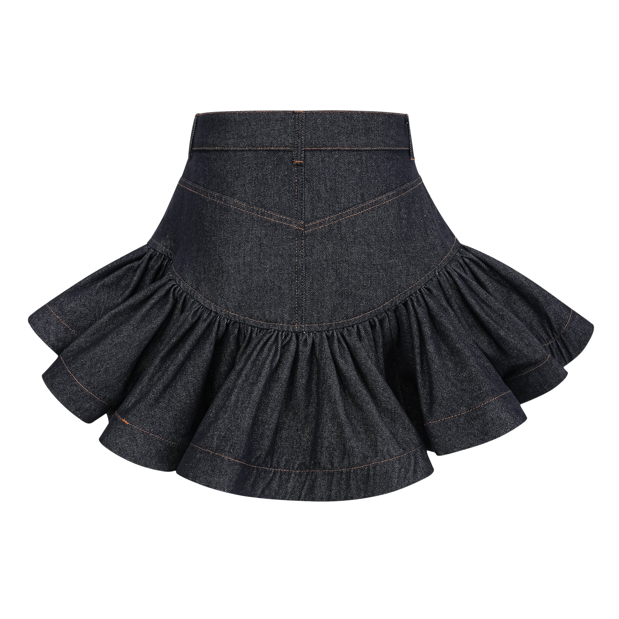 Florence Indigo Blue Ruffled Denim Mini Skirt