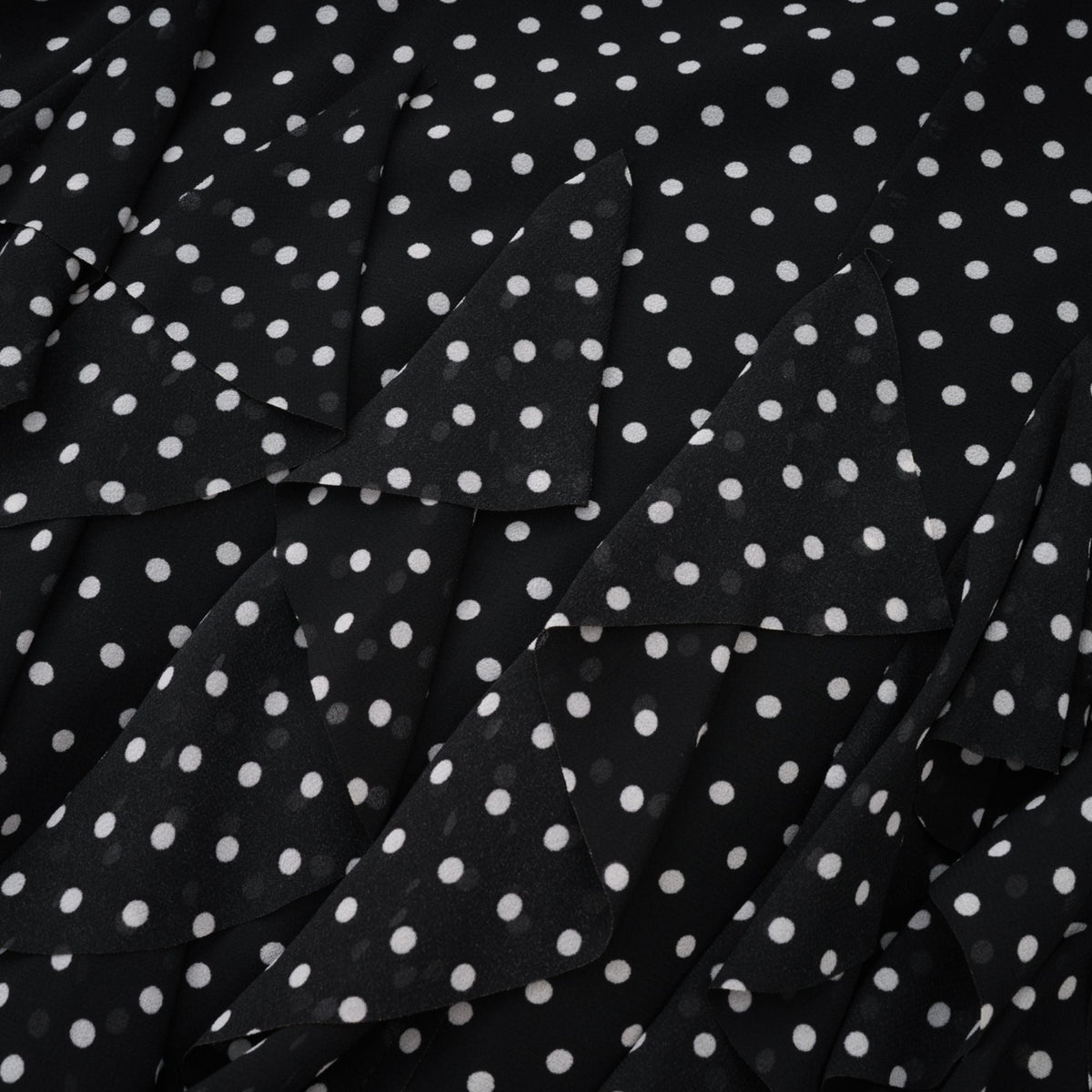 Coraline black polka-dot ruffled midi dress