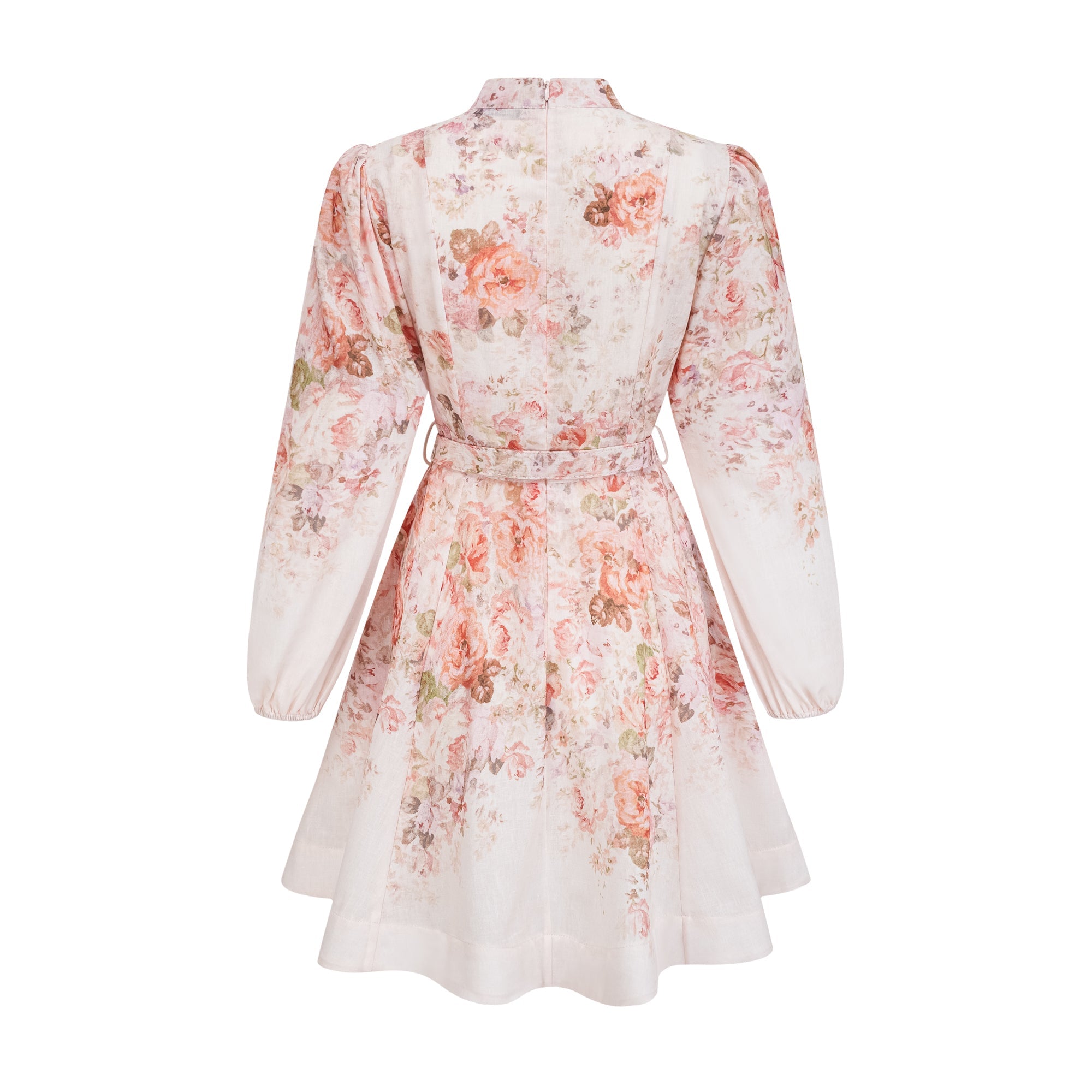 Bianca Beige Floral Print Mini Dress