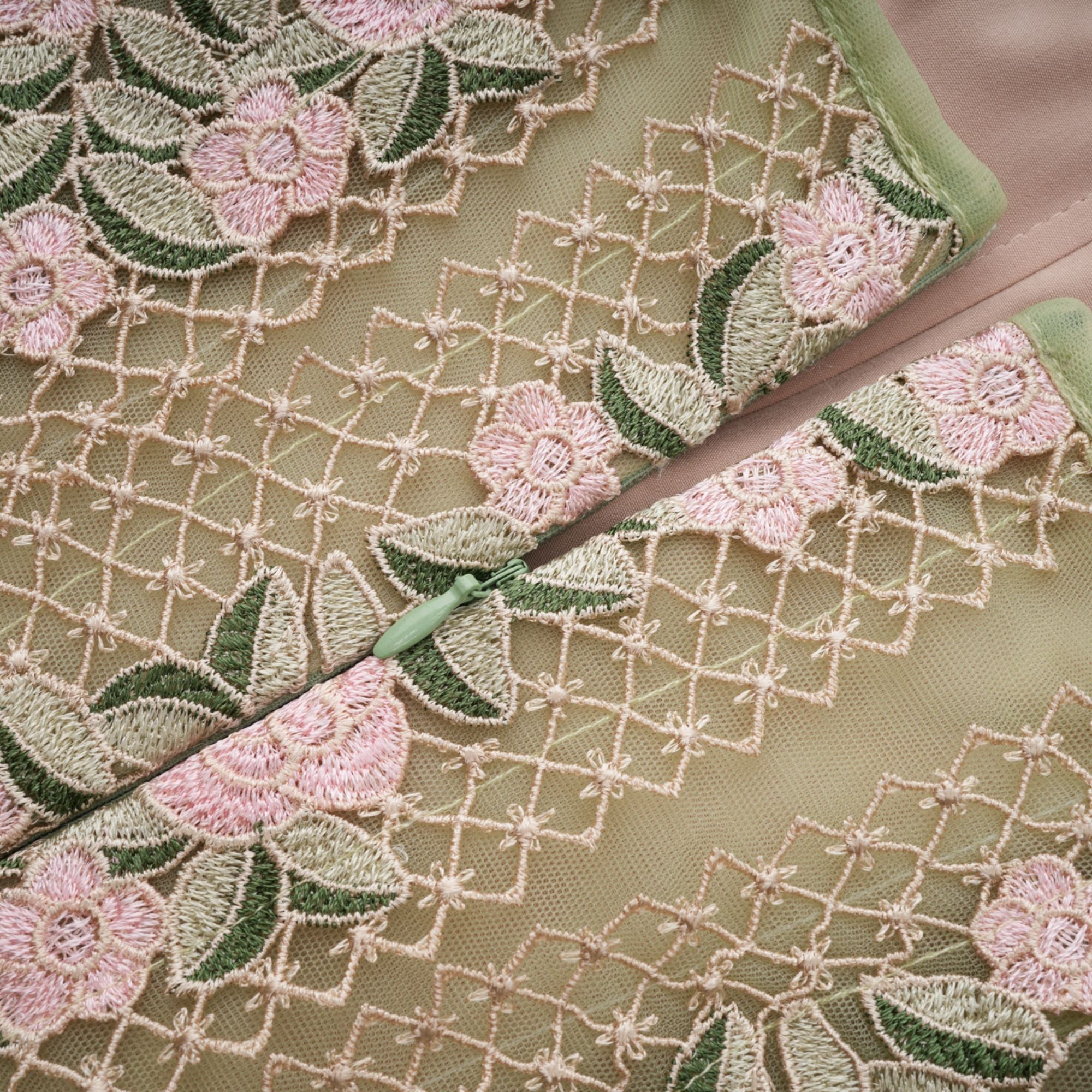 Eleni Green Tulle Panel Floral Midi Dress