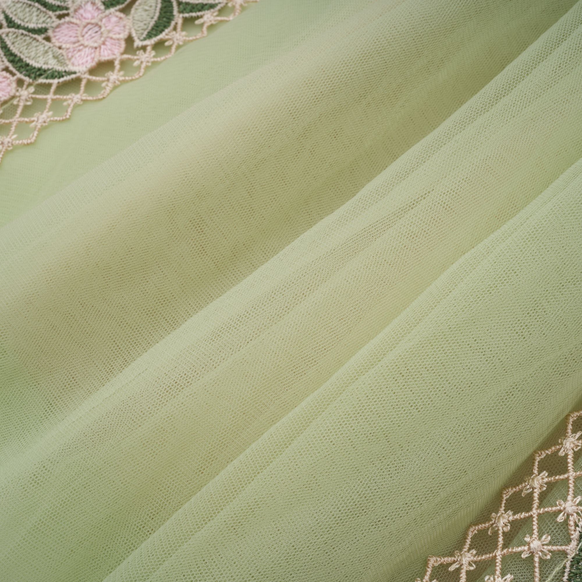 Eleni Green Tulle Panel Floral Midi Dress