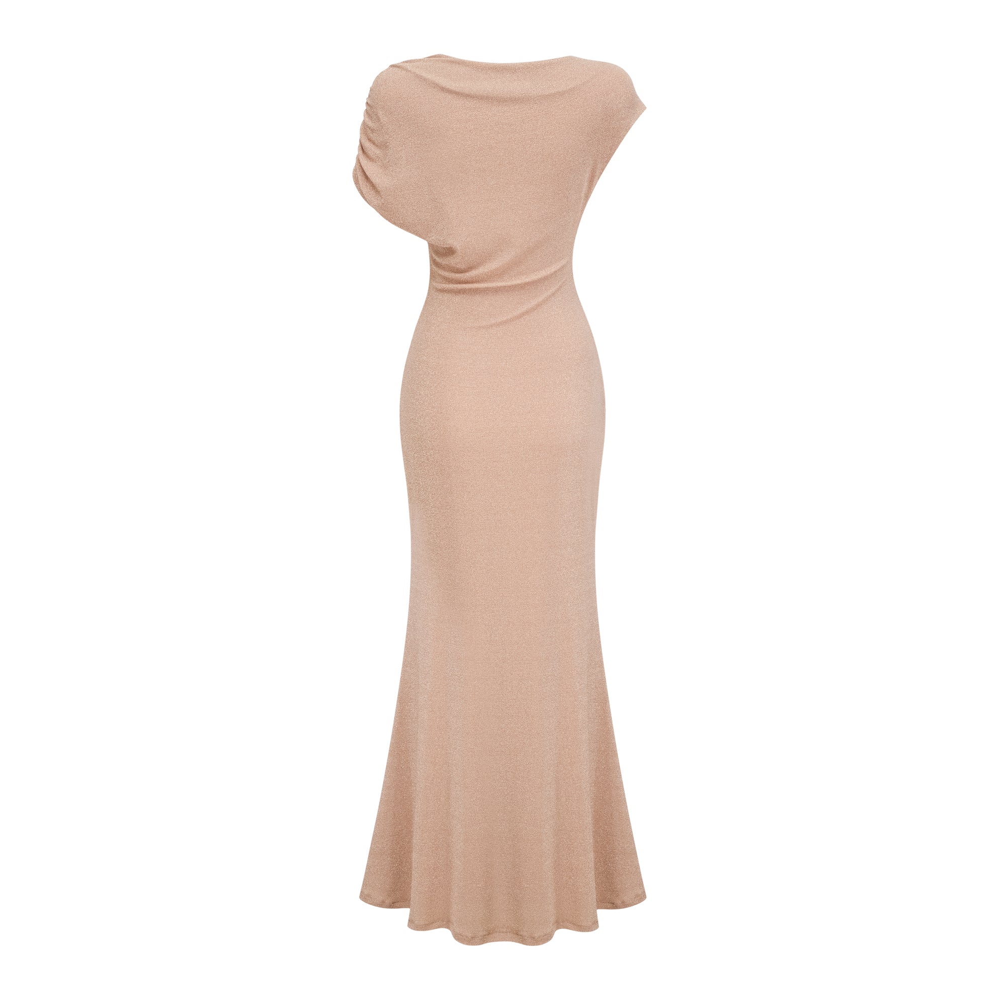 Rosalie gold asymmetrical pleated maxi dress