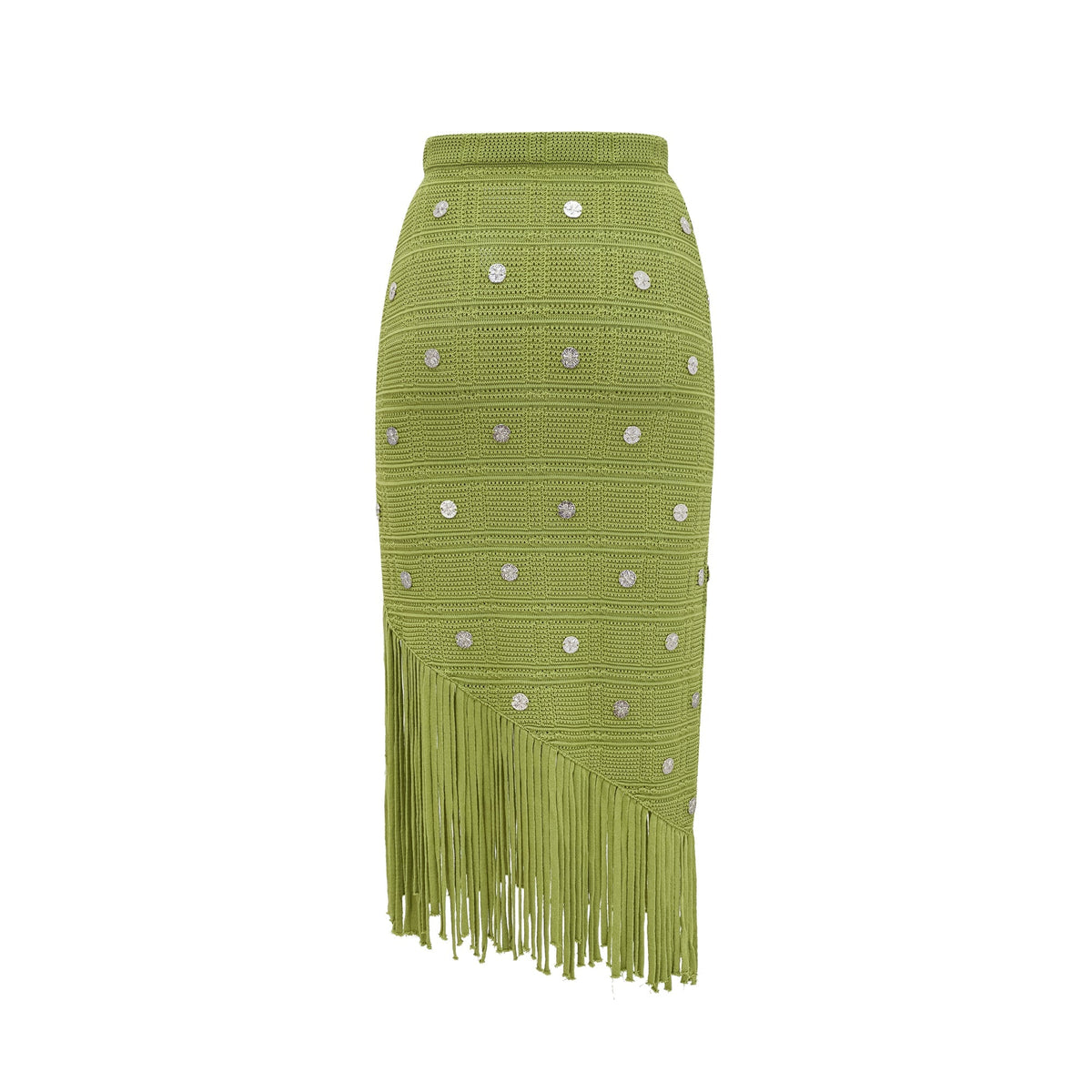 Annette green embellished knit top & skirt matching set