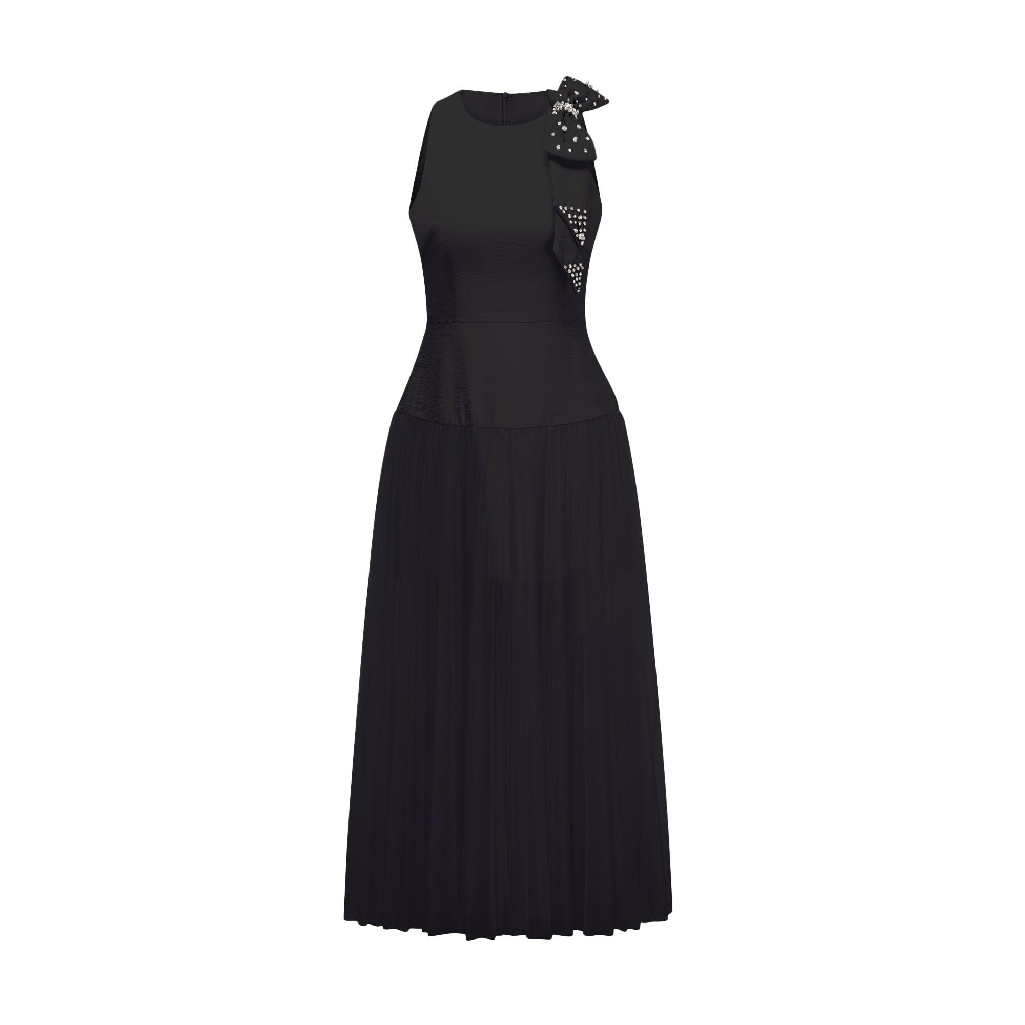 Thérèse bowknot tulle-panelling midi dress in Black