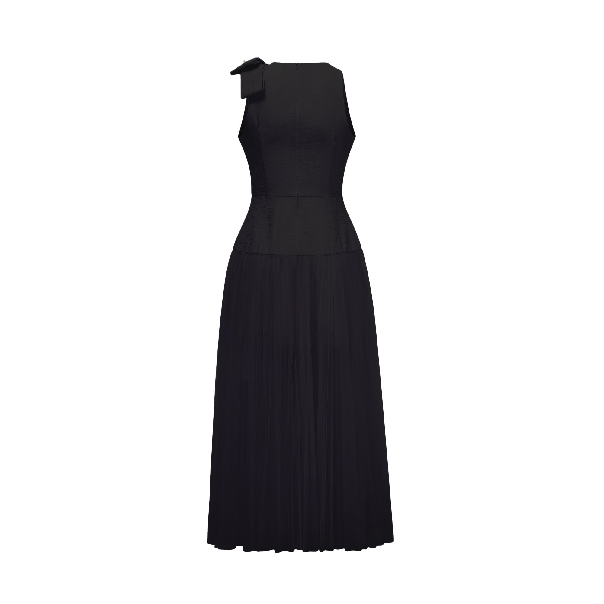 Thérèse bowknot tulle-panelling midi dress in Black