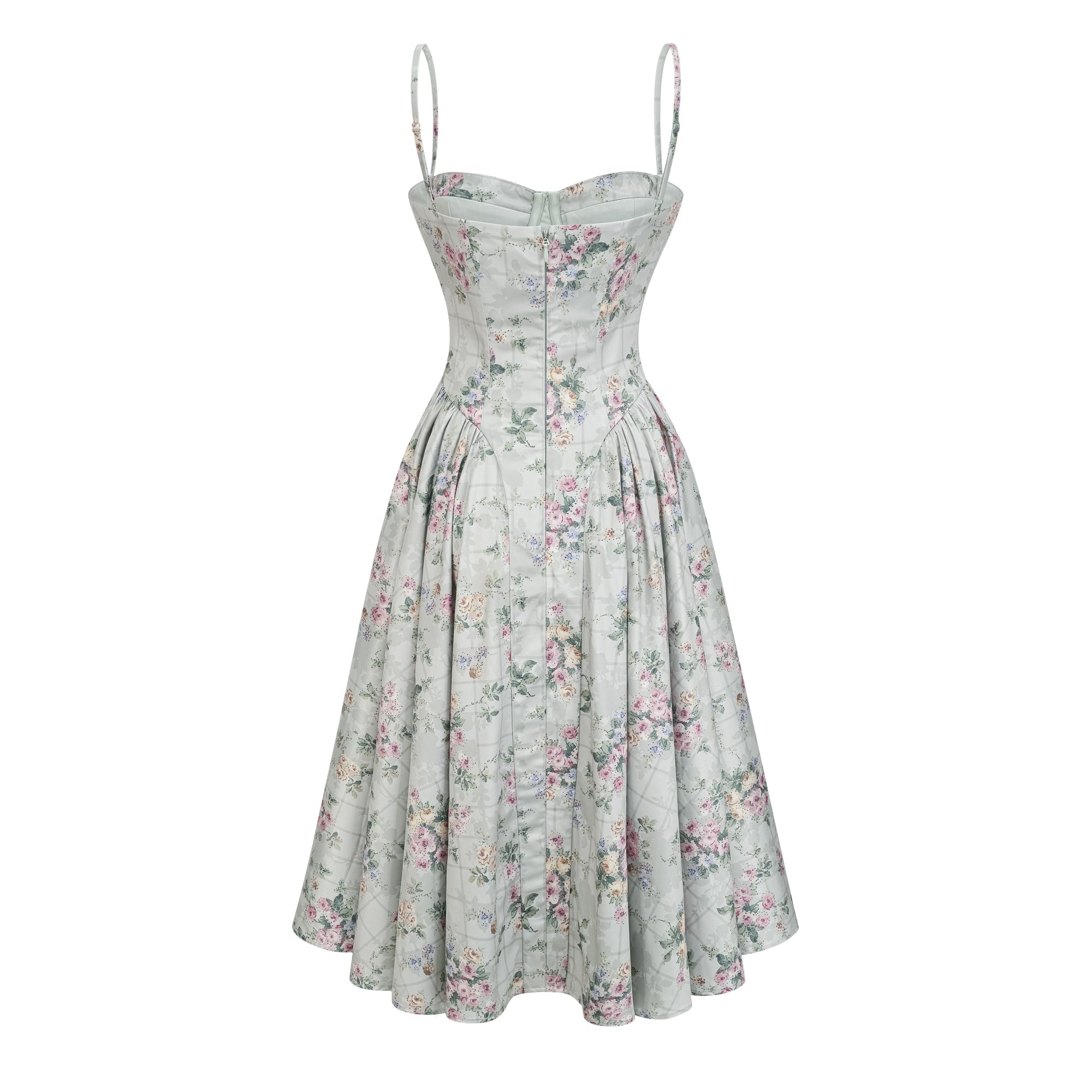 Prunelle sage-green floral-print shirred midi dress (Final Sale-US Only)