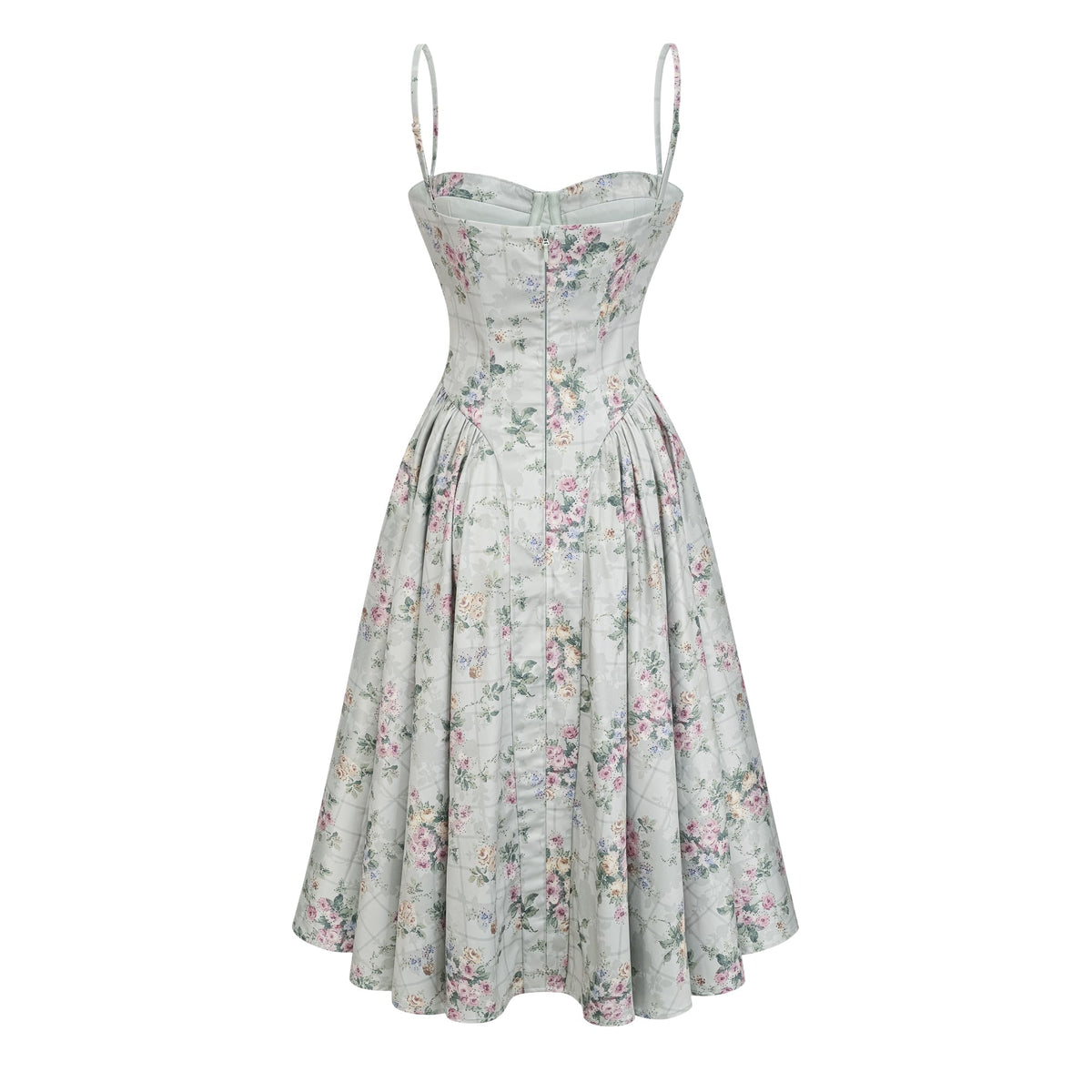 Prunelle sage-green floral-print shirred midi dress (Final Sale-US Only)