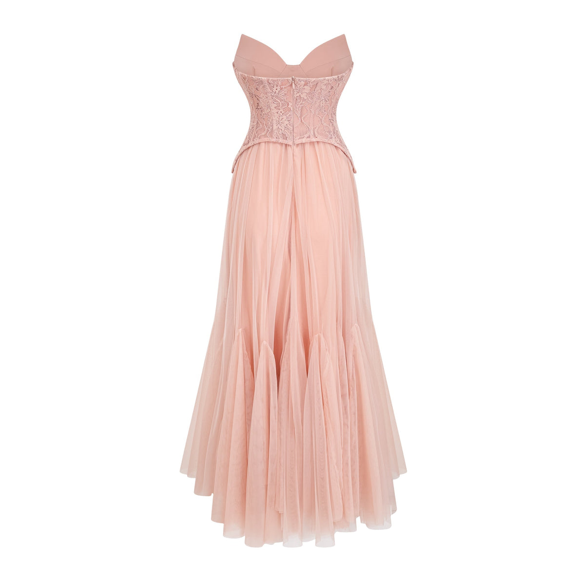 Ulrique pink lace corset tulle maxi dress